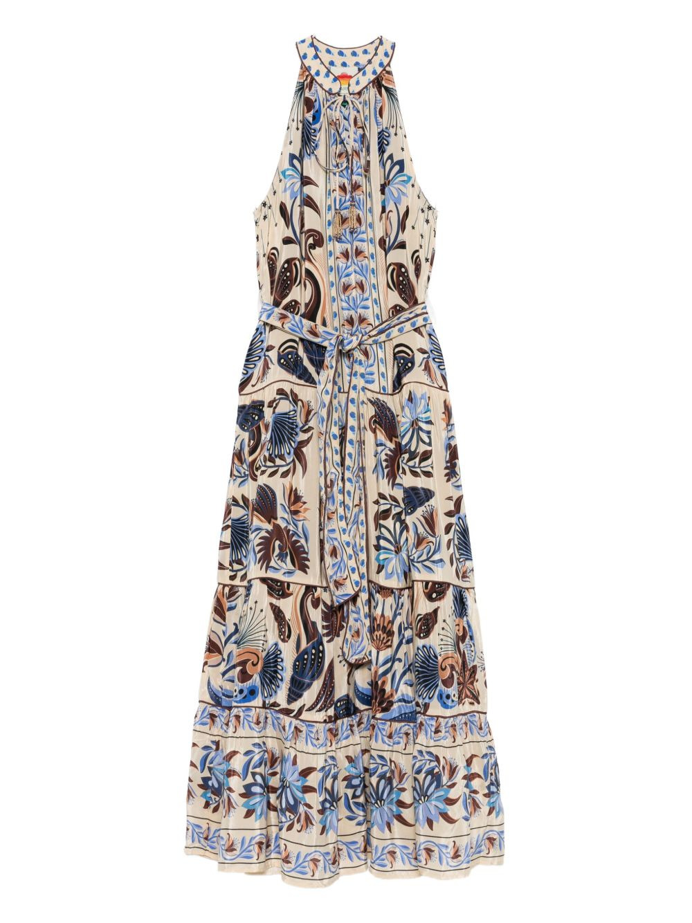 halterneck tiered midi dress - 1