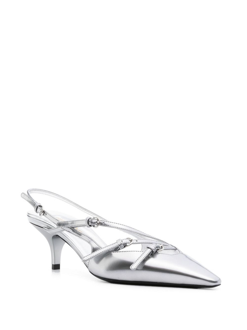 Miu Miu 55mm leather buckle pumps outlook