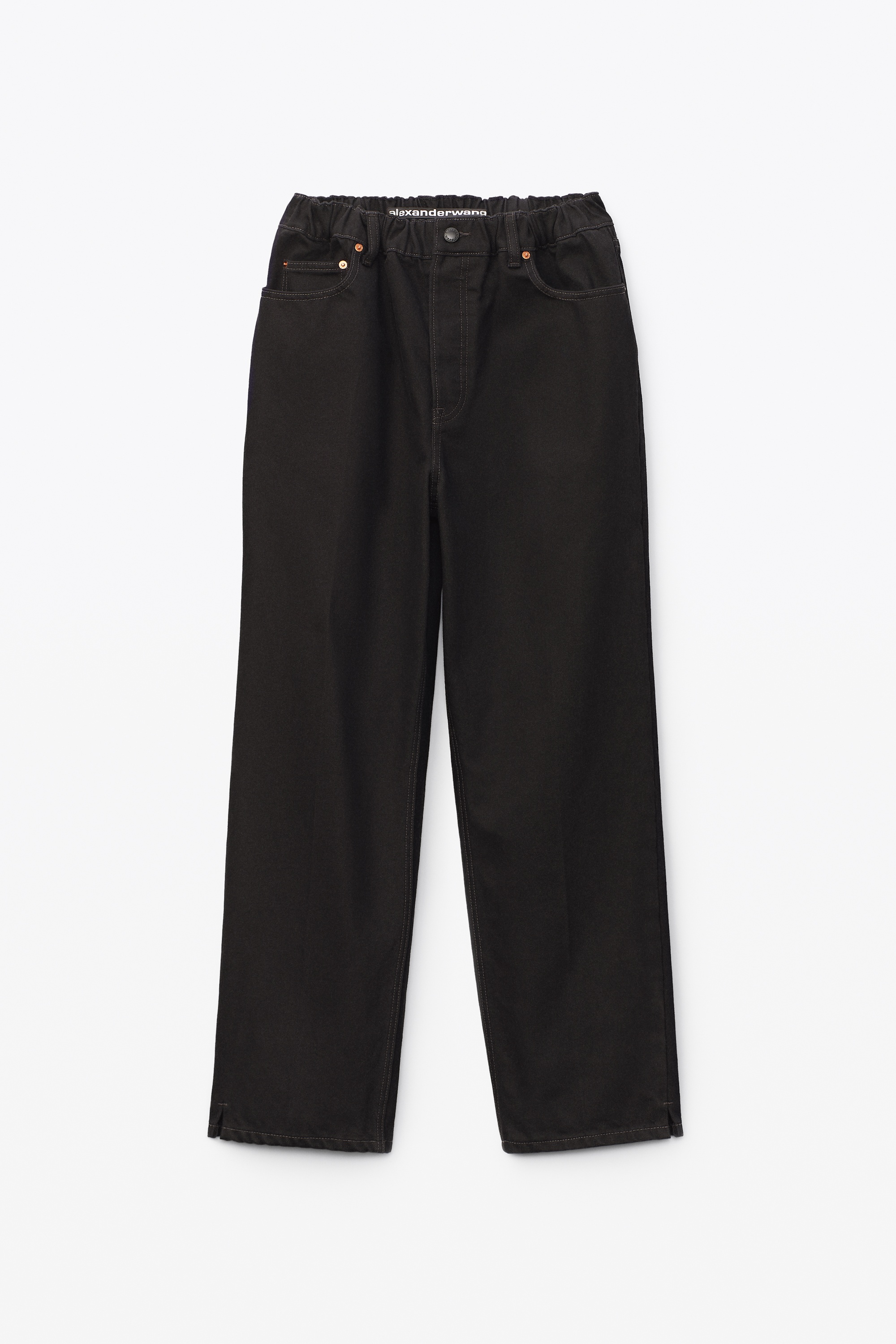 RUCHED WAIST BAGGY PANT IN DENIM - 1