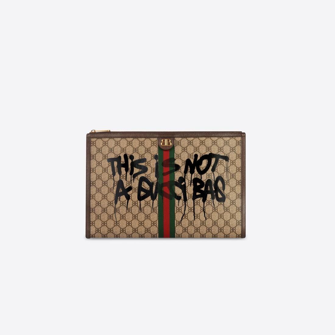 Men's Hacker Graffiti Laptop Pouch In Coated Canvas in Beige - 1