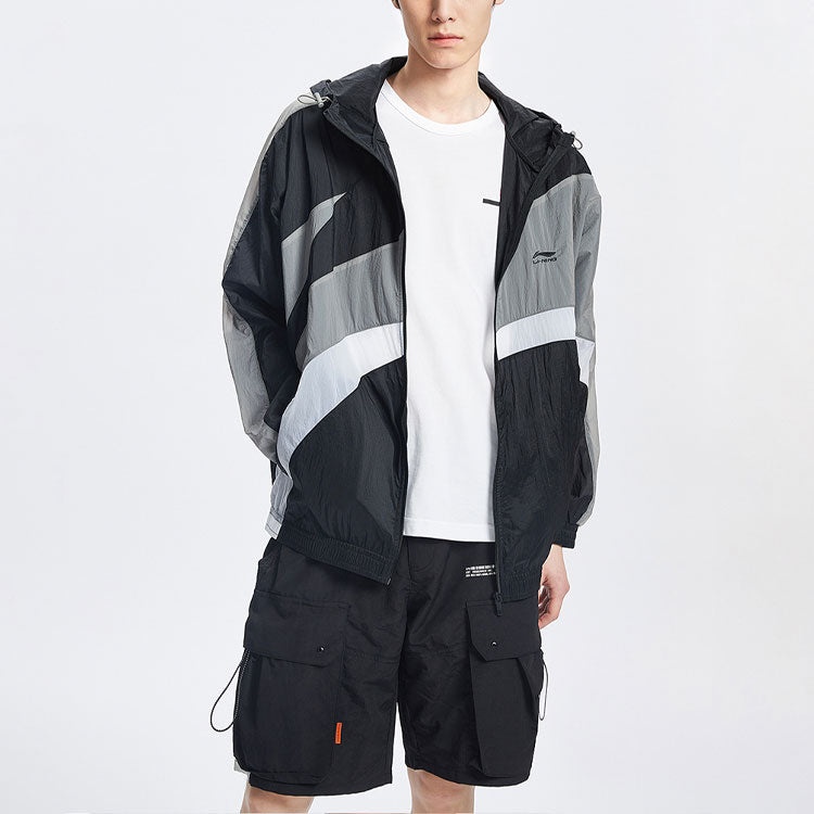 Li-Ning Logo Sports Windbreaker 'Black Grey' AFDR153-4 - 3