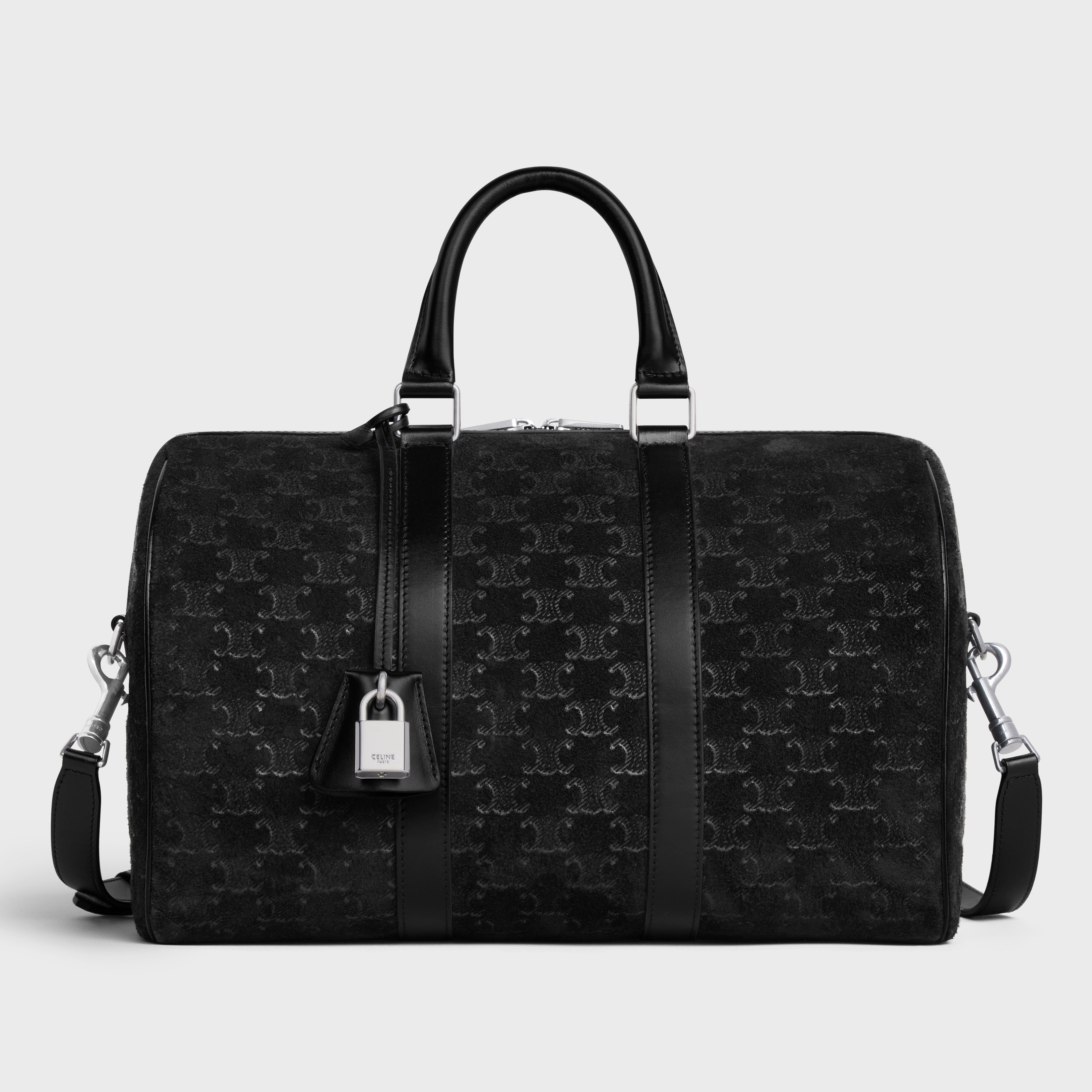 LARGE BOSTON in SUEDE CALFSKIN WITH TRIOMPHE EMBOSSED - 1