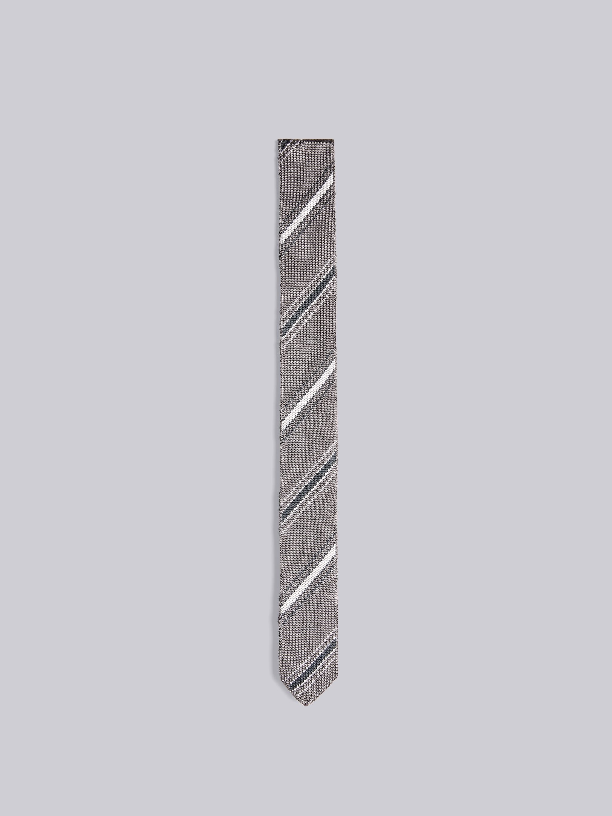 Silk Jacquard Alternating Stripe Knit Tie - 1