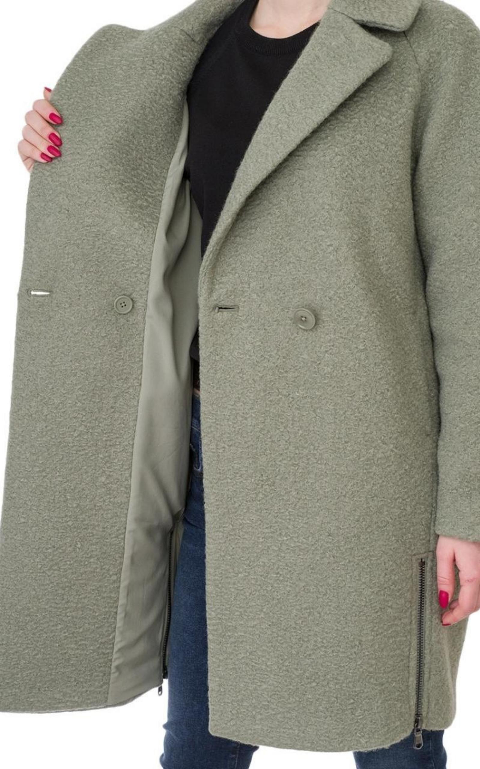 Double-breasted Celadon Green Coat - 5
