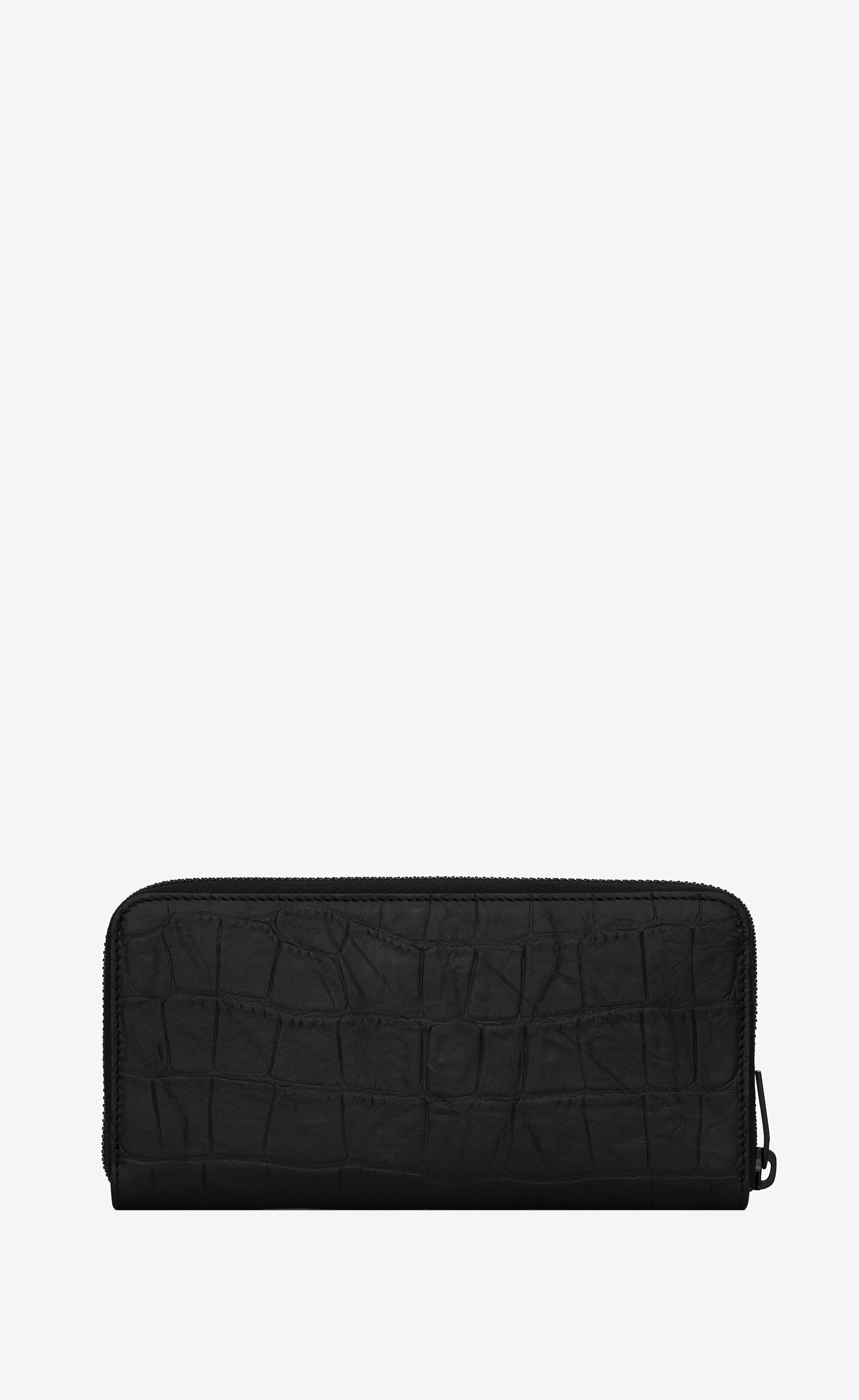 monogram zip-around wallet in crocodile-embossed leather - 2