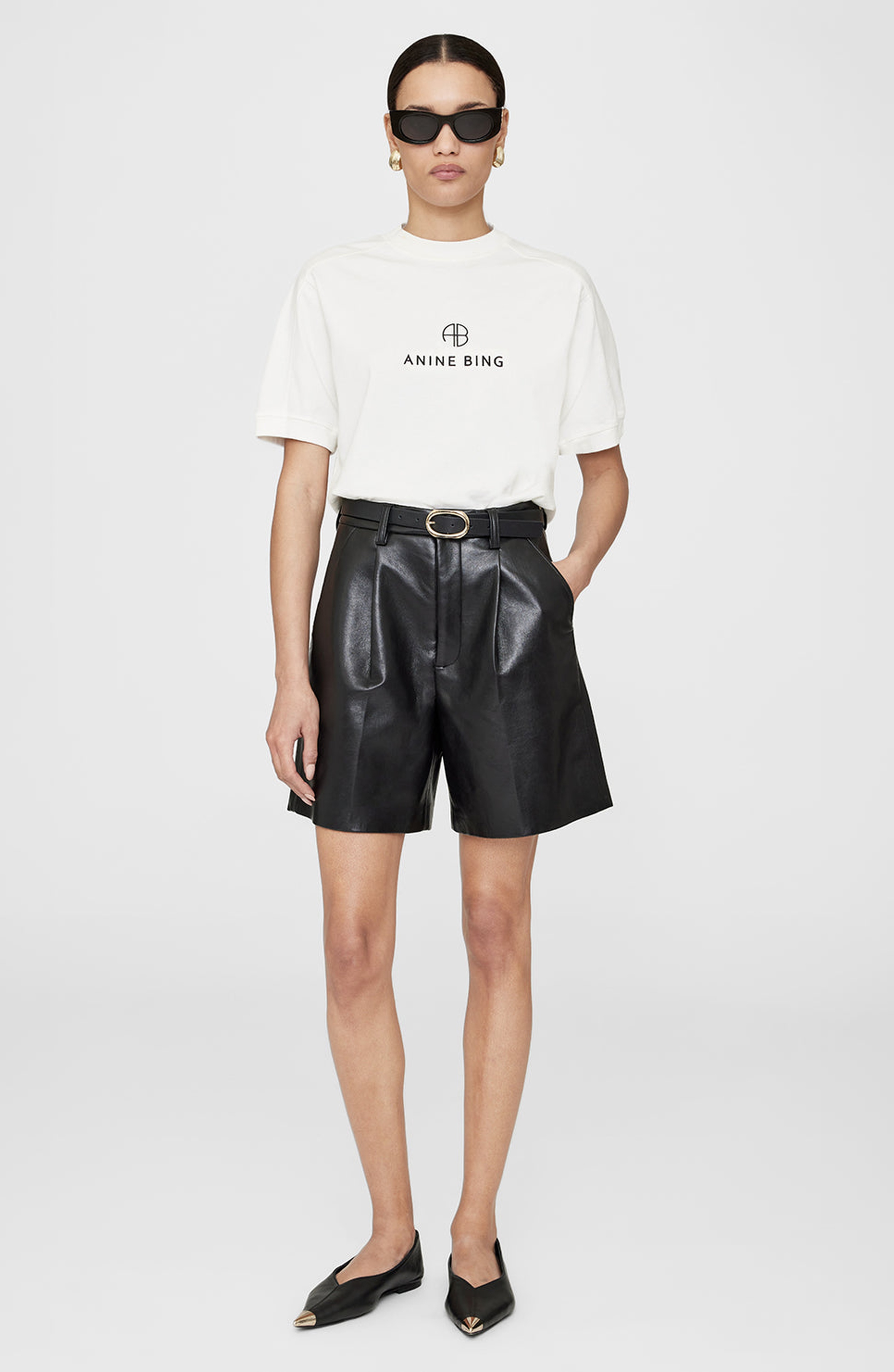 ANINE BING Jaylin Tee Monogram T-Shirt in Ivory at Nordstrom - 1