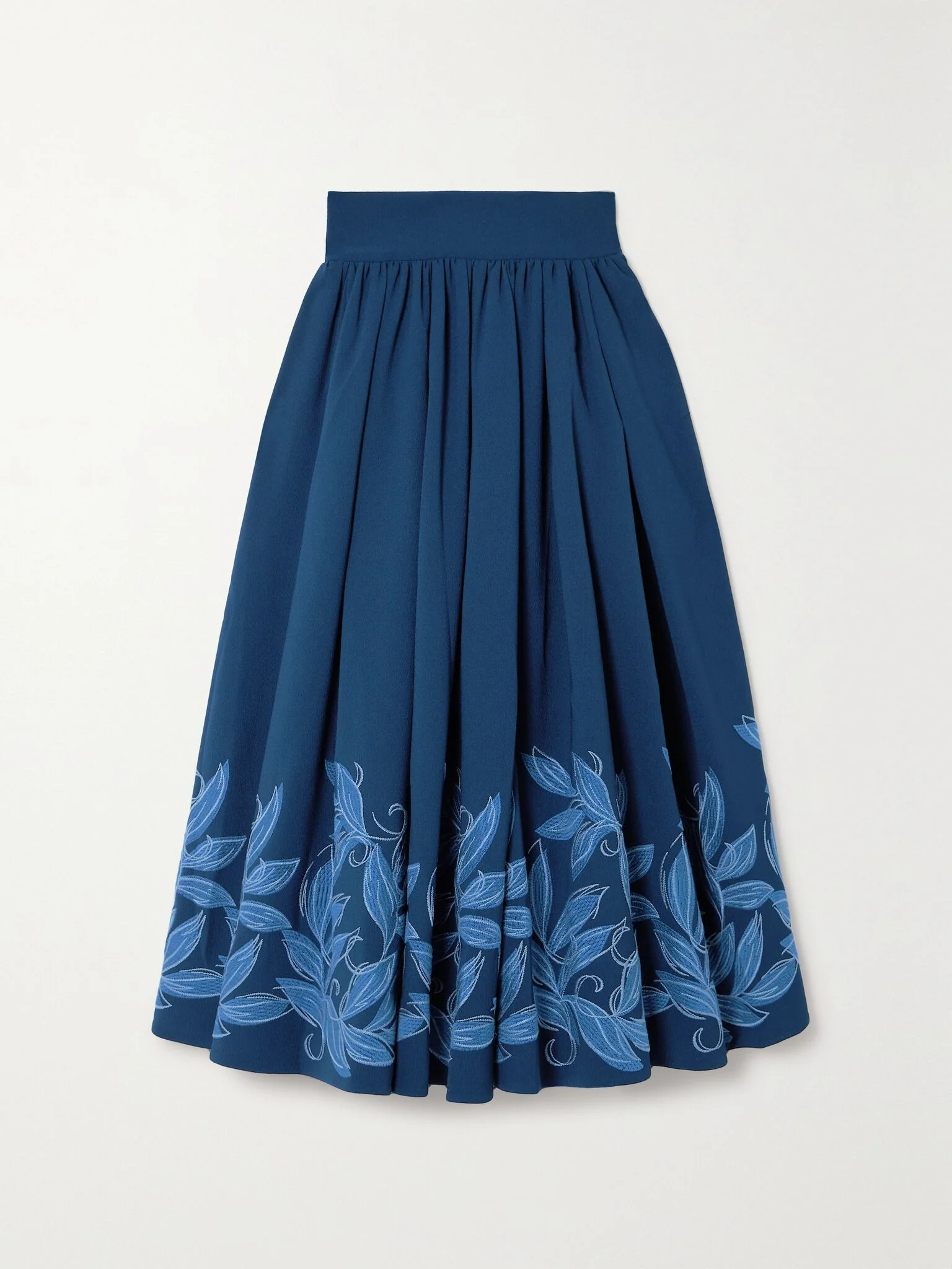 + NET SUSTAIN Vanessa embroidered crepe midi skirt Blue - 1