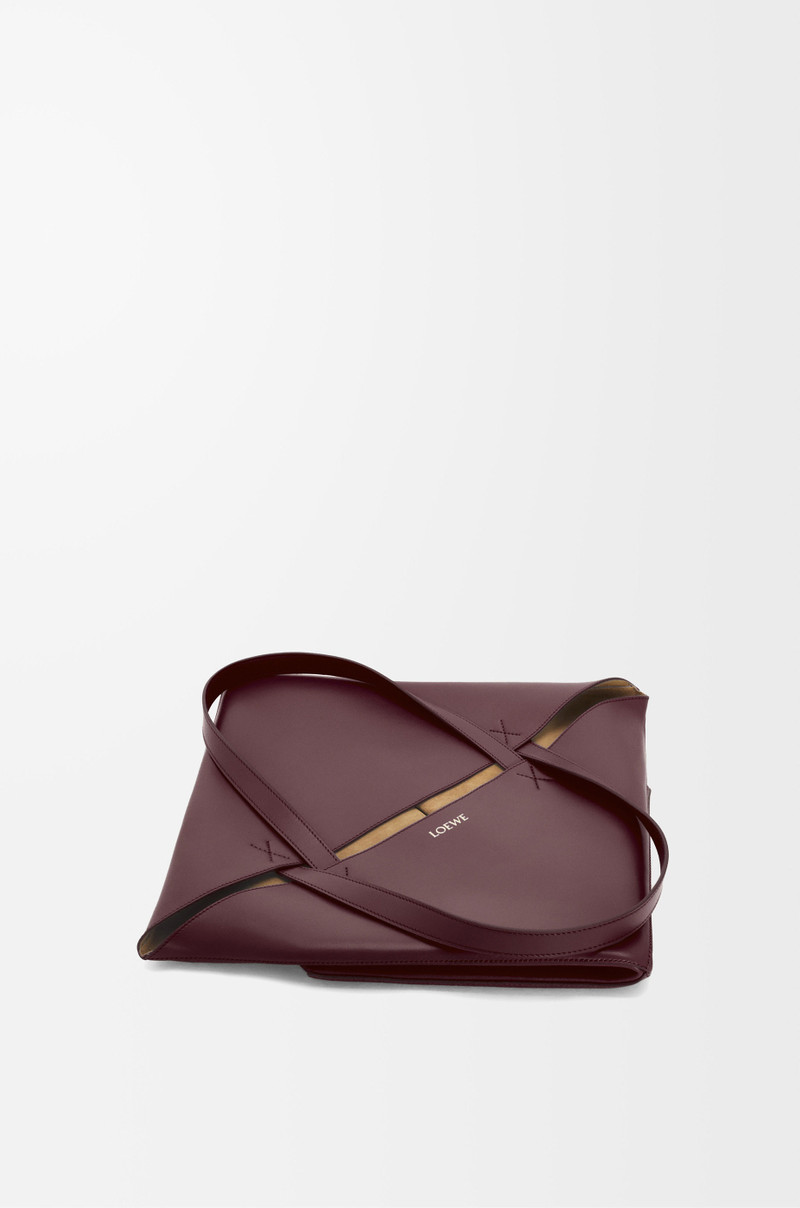 XL Puzzle Fold Tote in shiny calfskin 6