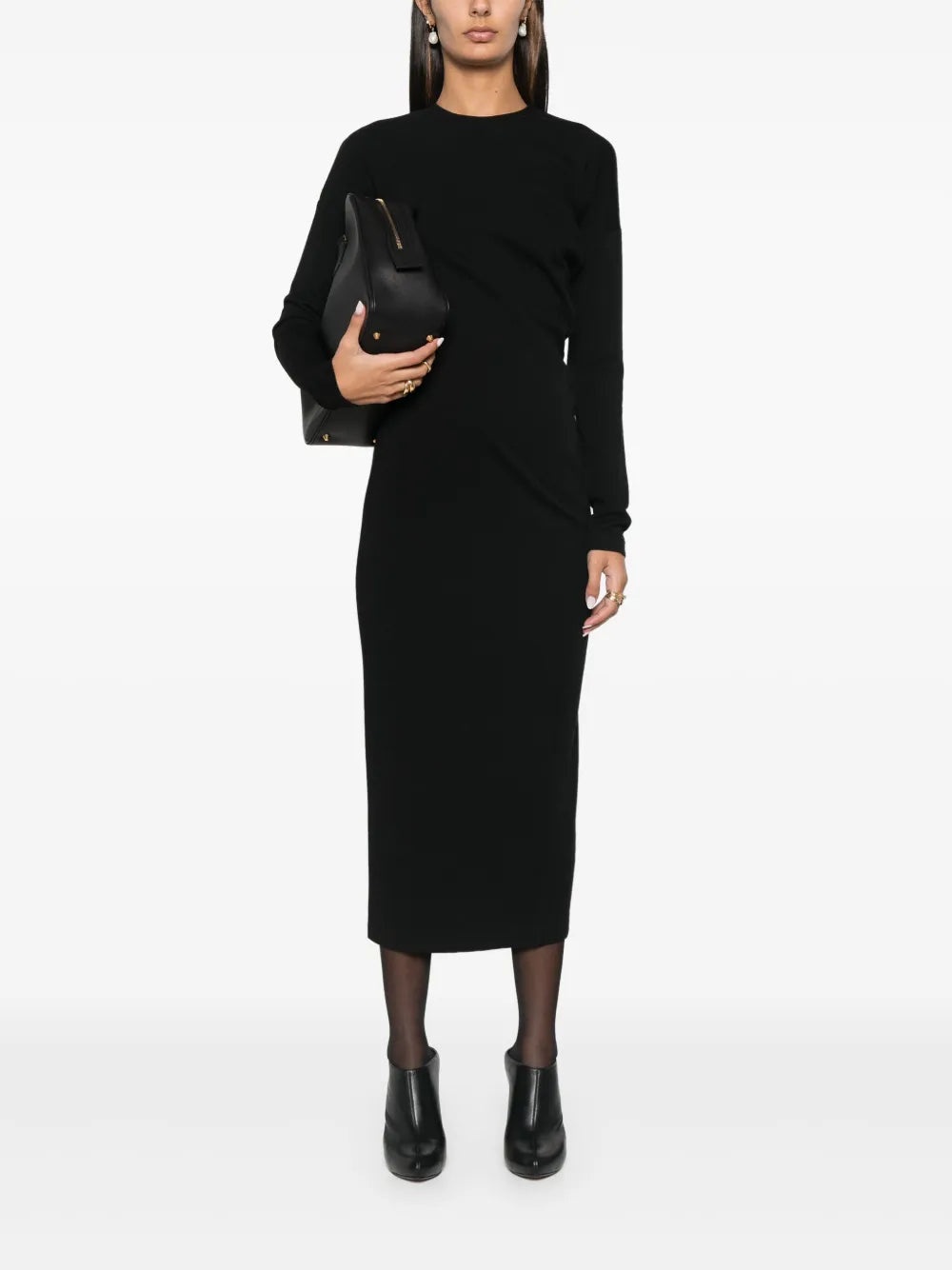 Toteme Asymmetric Gathered Jersey Midi Dress - 2