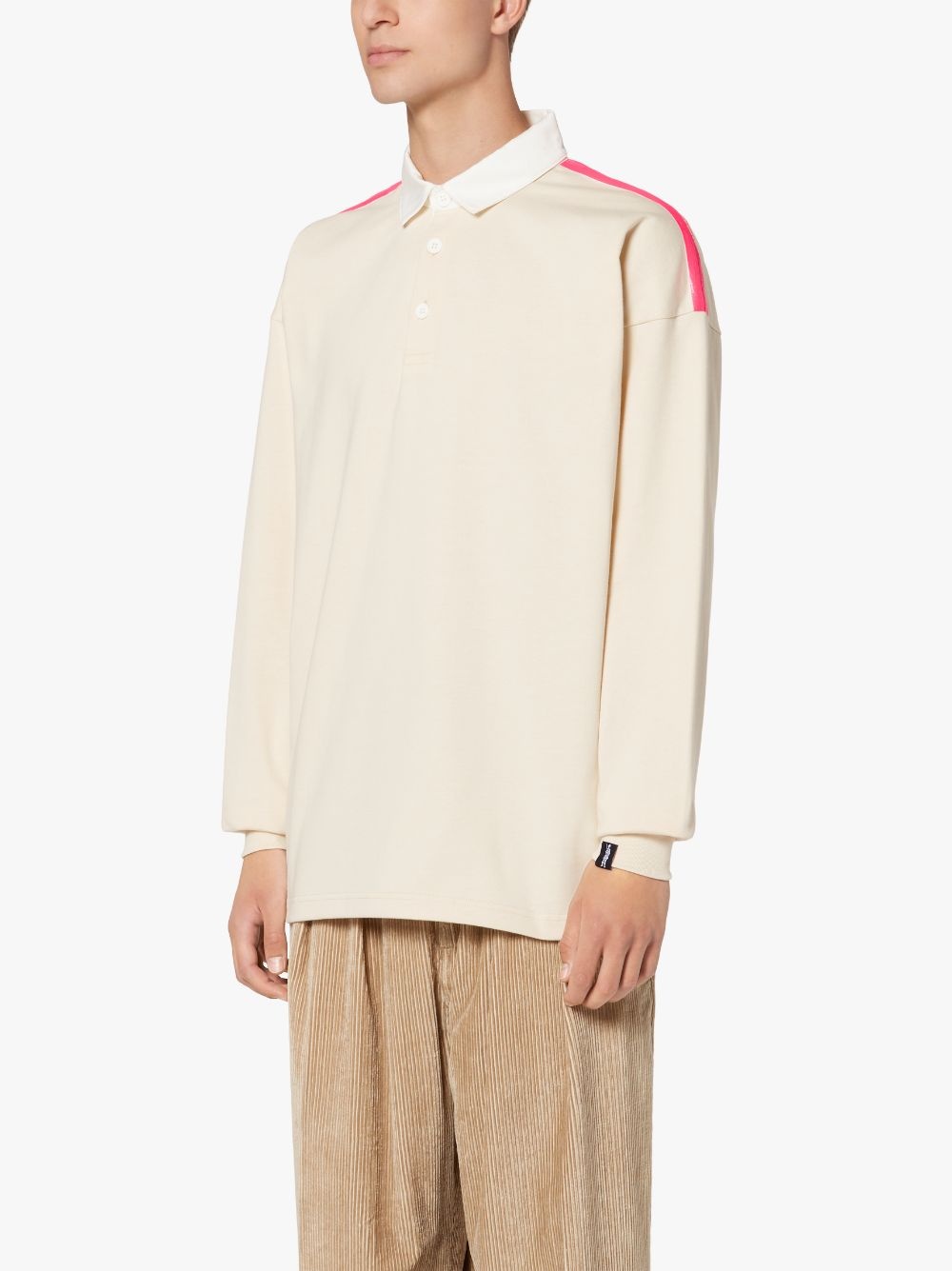 BONE WHITE X PINK COTTON RUGBY SHIRT | GJM-201 - 3