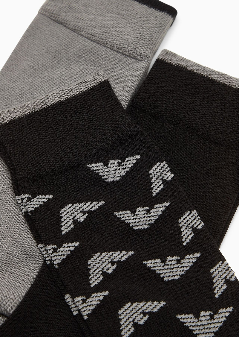 EMPORIO ARMANI Three-pack of jacquard gift logo socks outlook