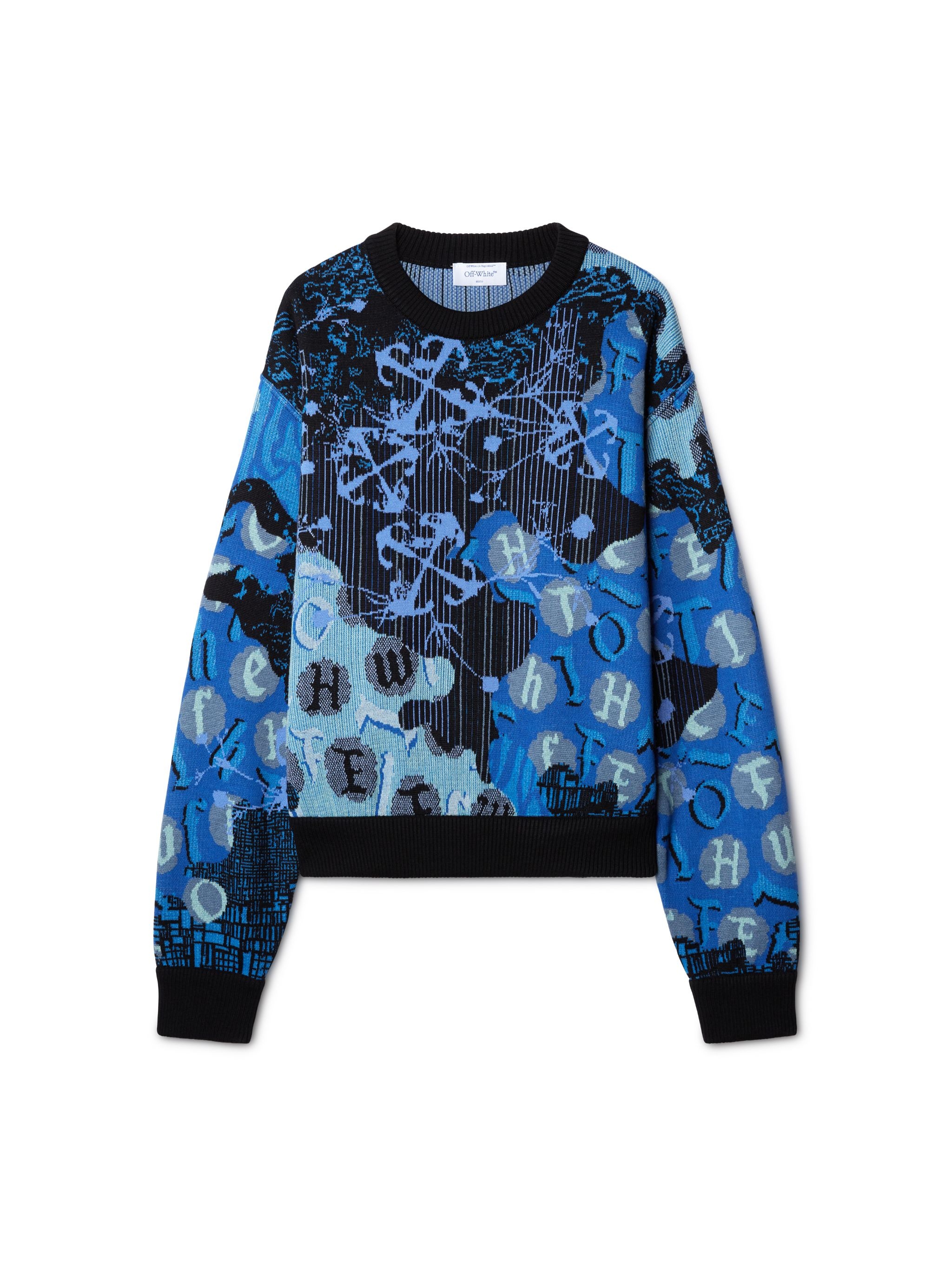 Blue Camo Jacquard Knit Crewneck - 1