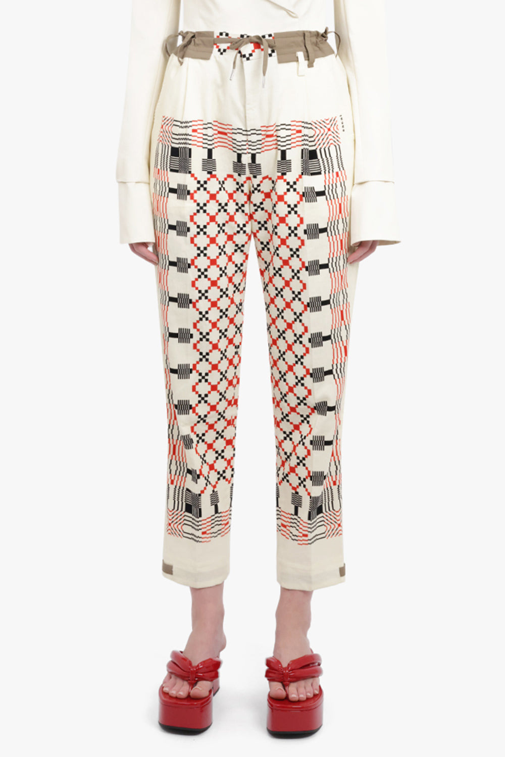GEOMETRIC PRINT PANTS | ECRU - 6