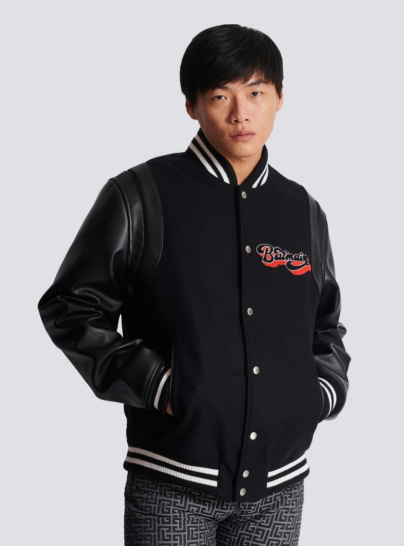 Balmain leather and wool jacket 8