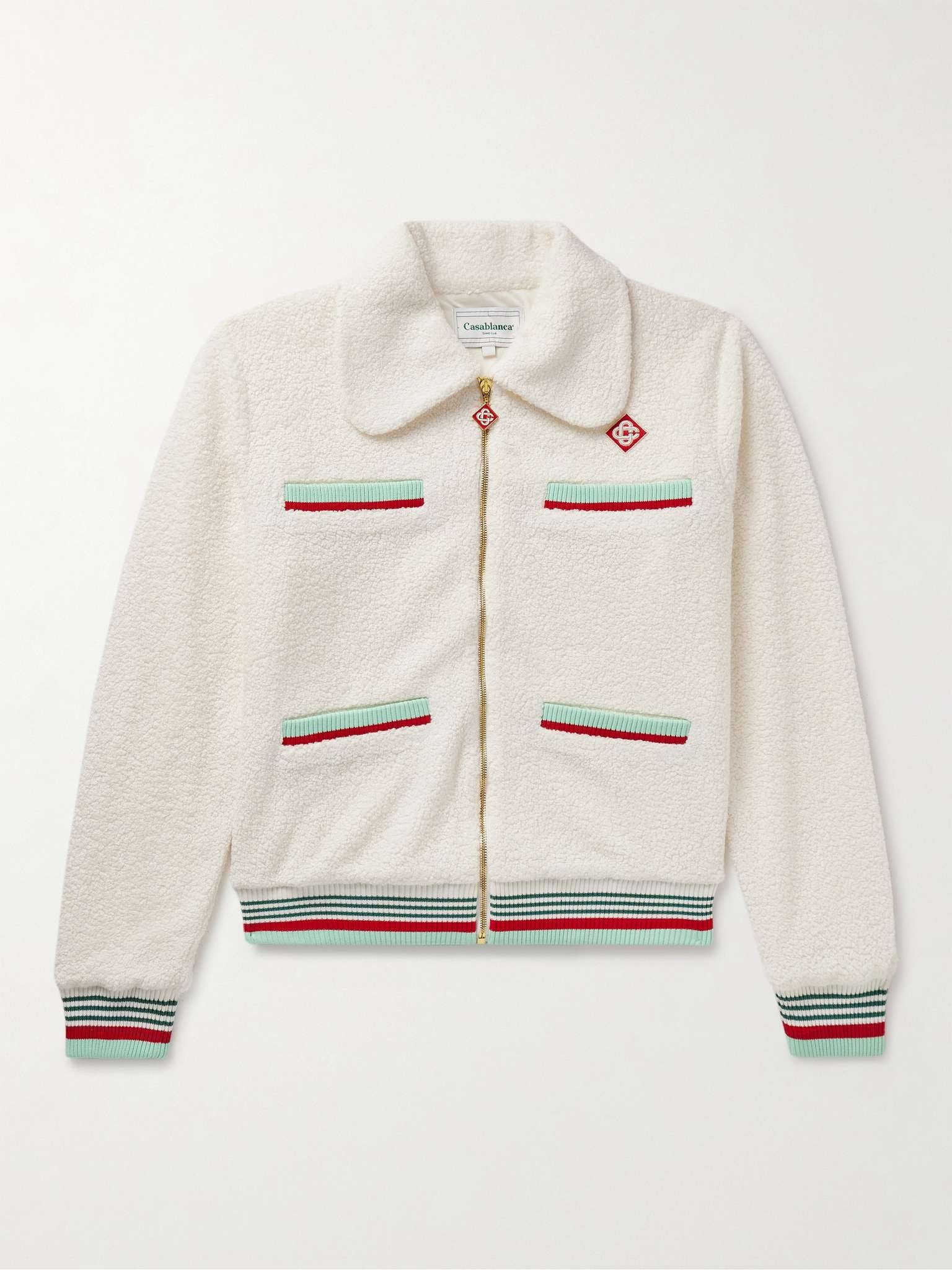 Appliquéd Striped Bouclé Track Jacket - 1