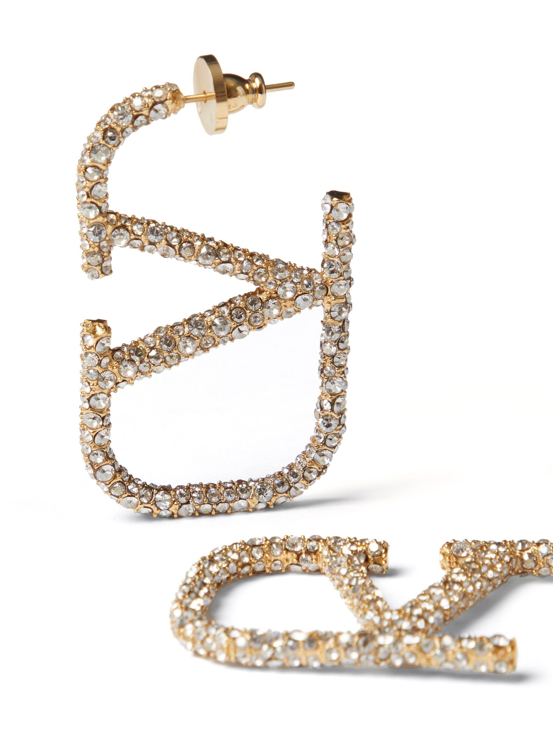 Gold-Tone VLogo Signature Crystal Earrings - 3