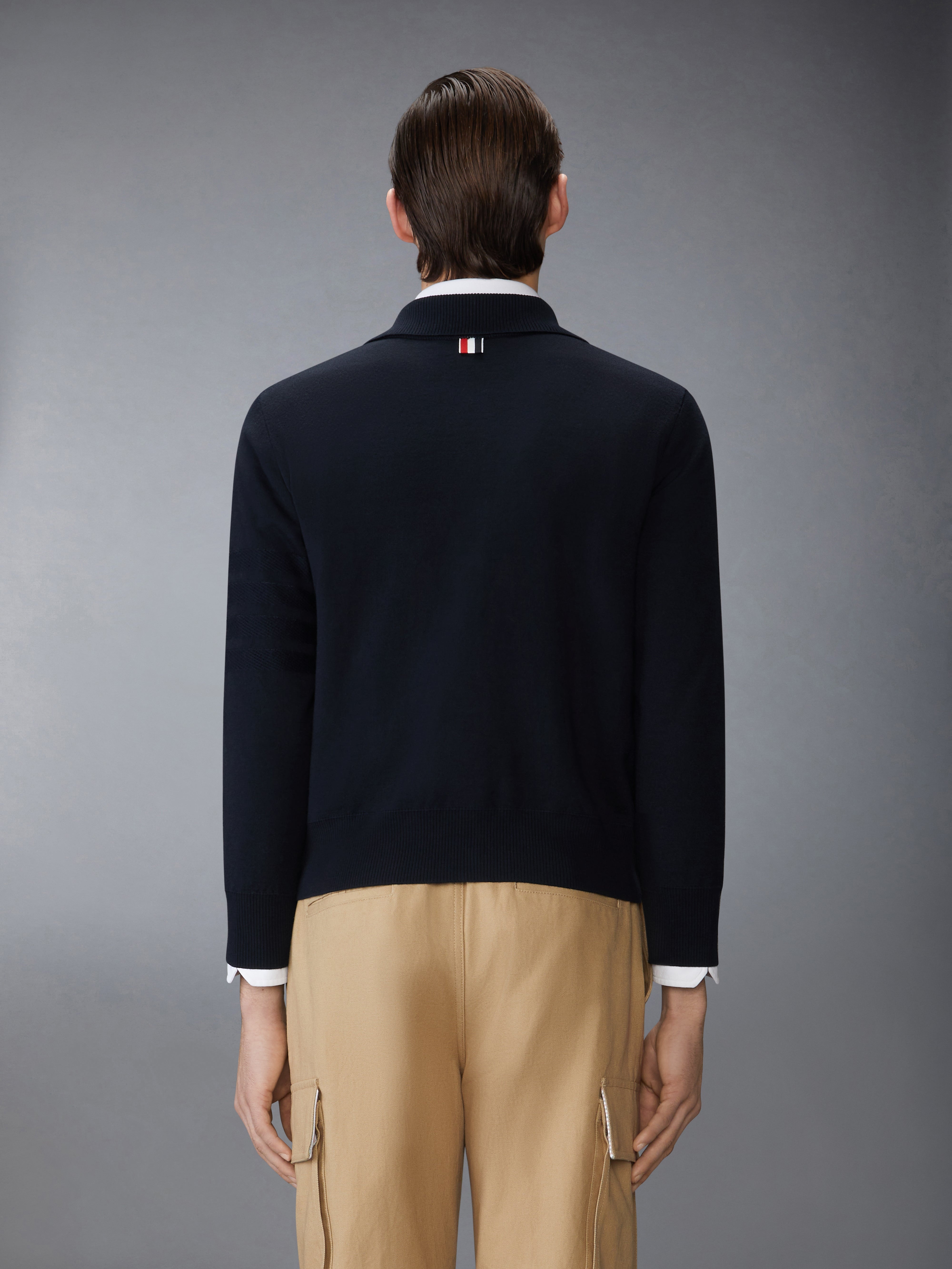 MERINO WOOL DOUBLE FACE 4-BAR ZIP UP CARDIGAN - 3