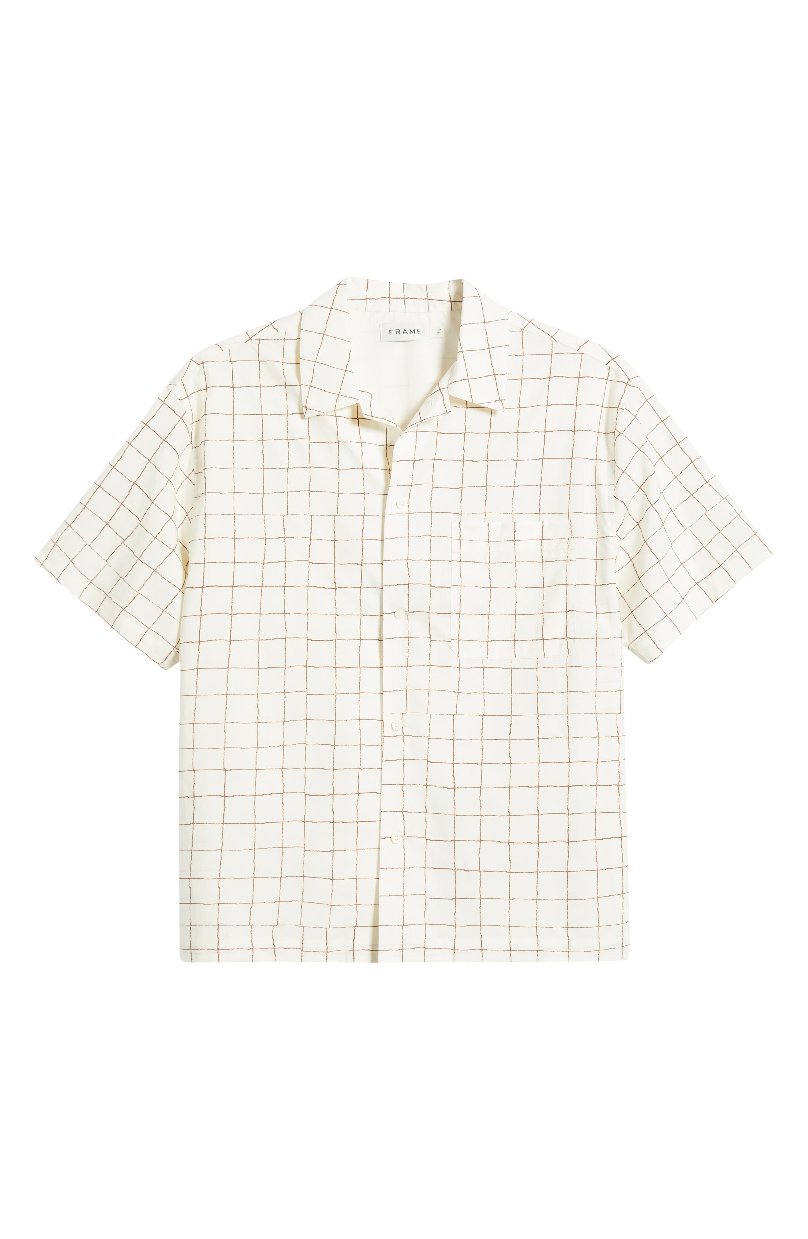FRAME Geo Print Cotton Camp Shirt in Cream Multi at Nordstrom - 6