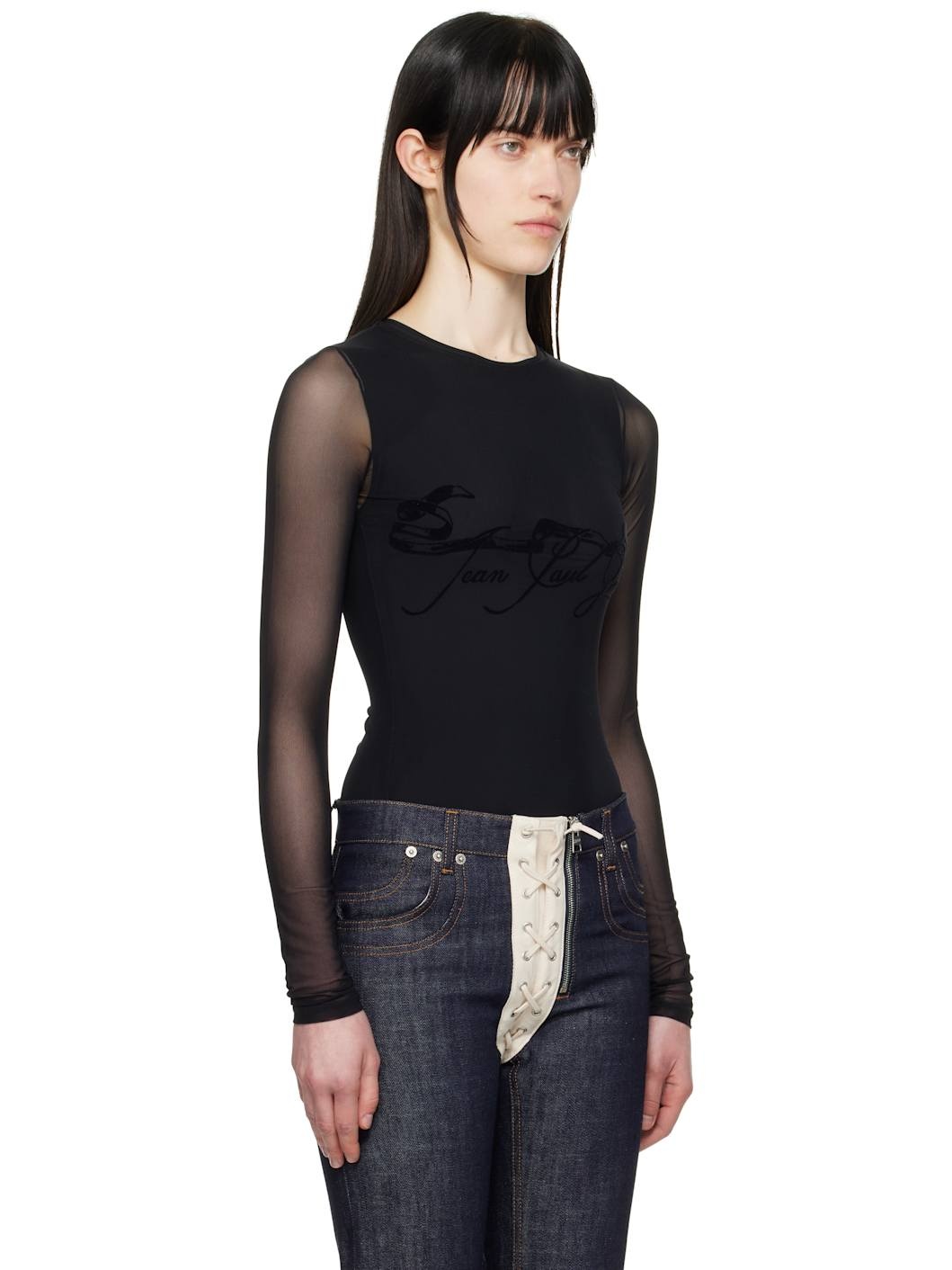 Black 'The Flocked Tattoo Ruban' T-shirt - 2