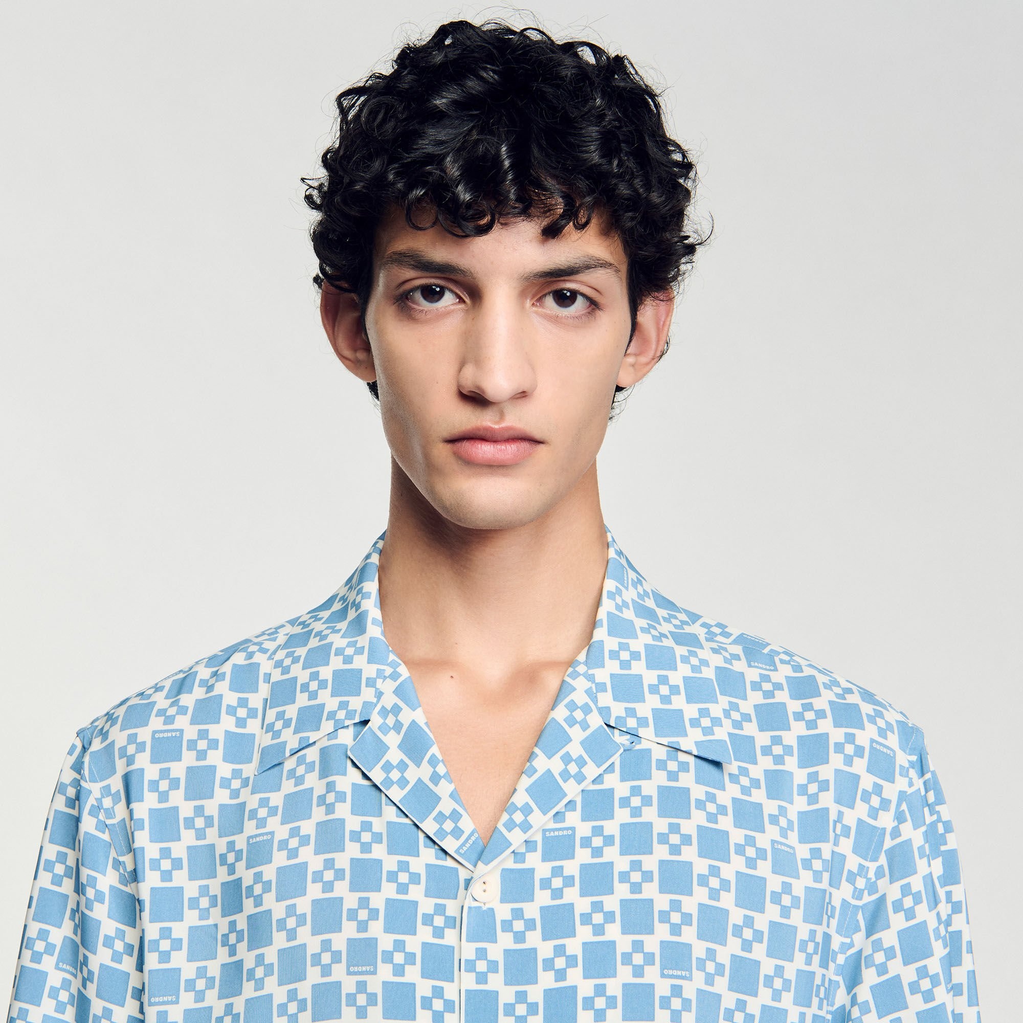 SQUARE CROSS MOTIF FLOWING SHIRT - 3