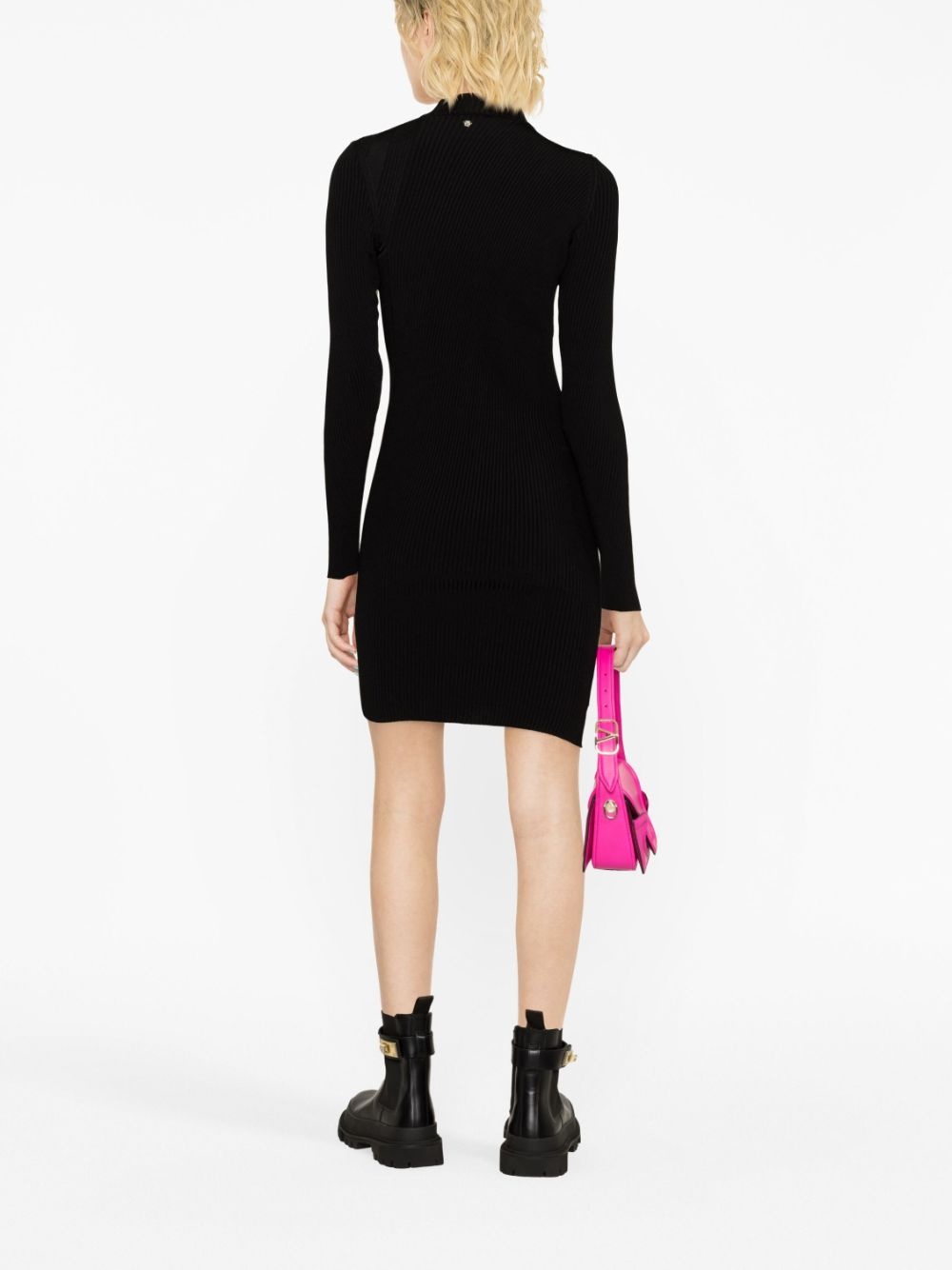ribbed-knit slashed minidress - 4