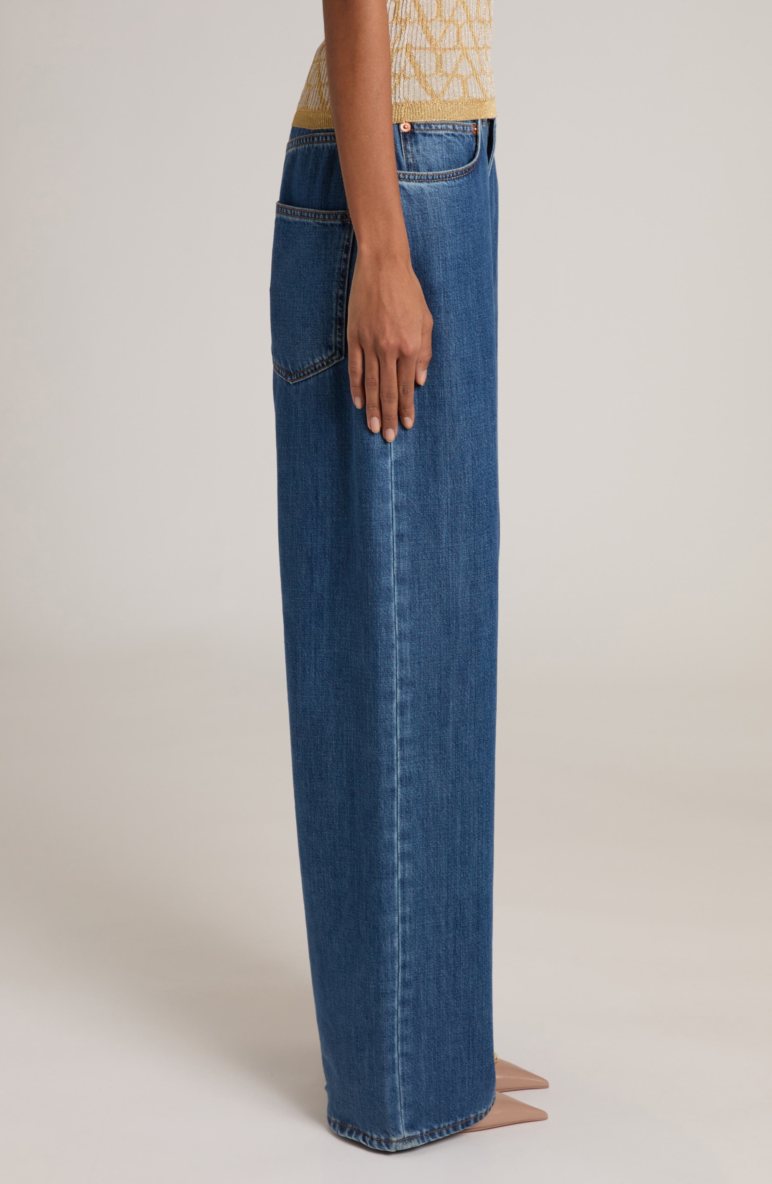 Denim Wide Leg Jeans - 4