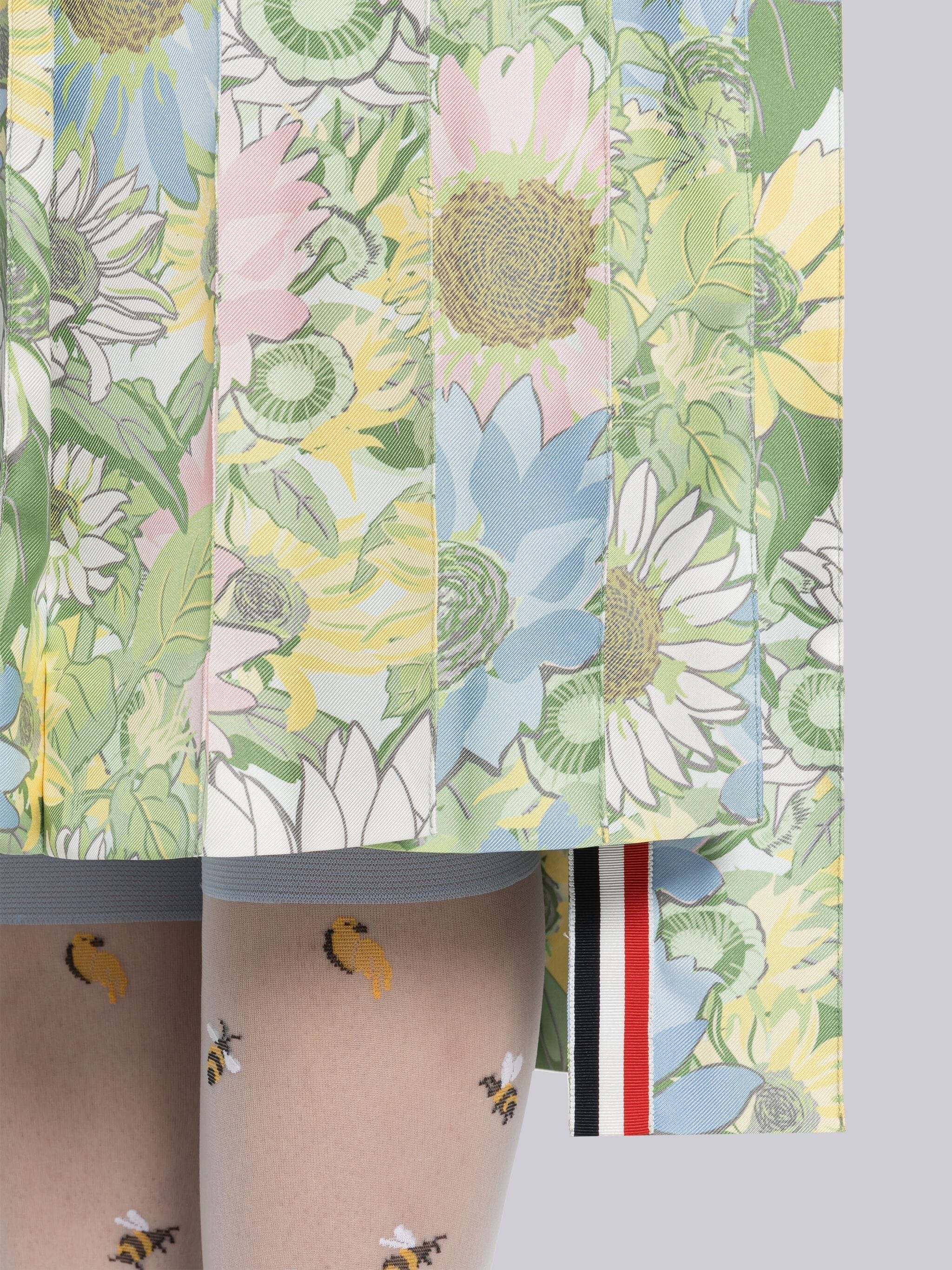 Floral Silk Twill Pleated Below the Knee Shirtdress - 5