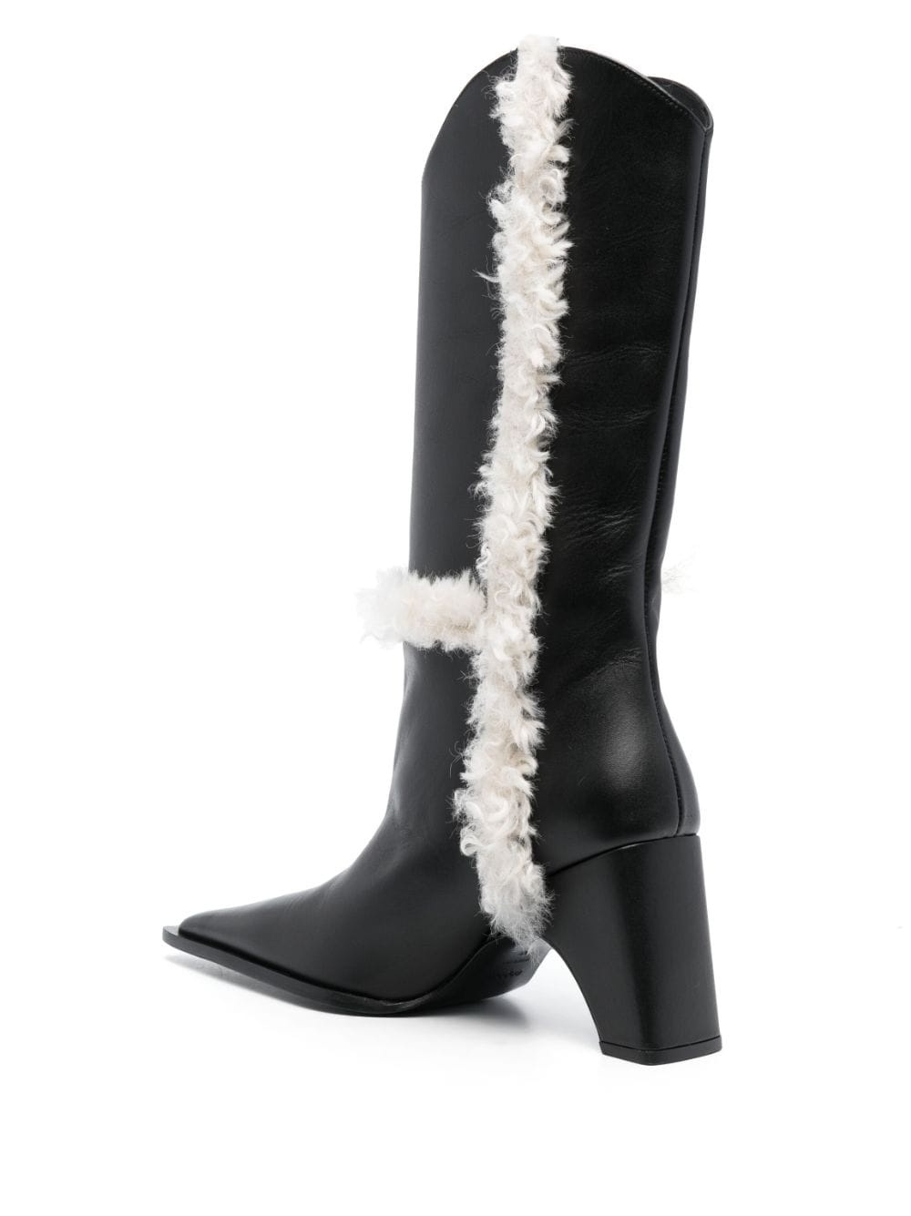 85mm shearling-detail leather boots - 3