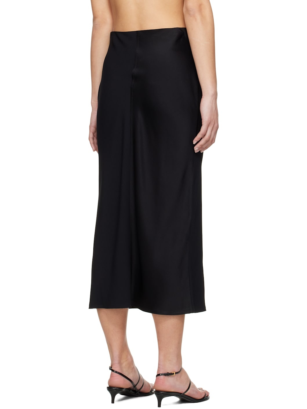 Black Straight Midi Skirt - 3