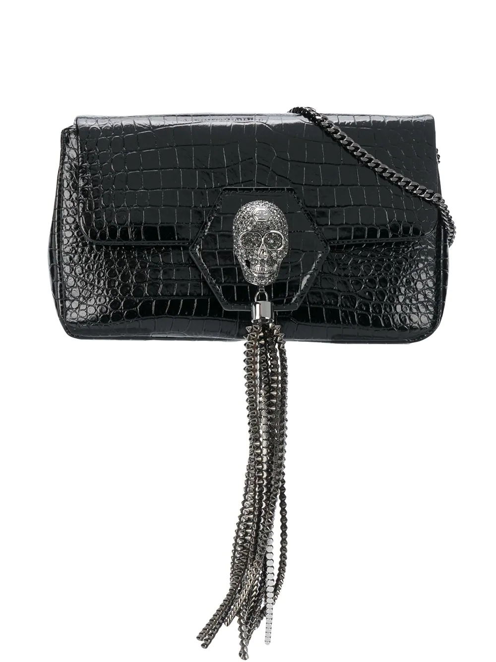 Skull detail embossed shoulder bag - 1