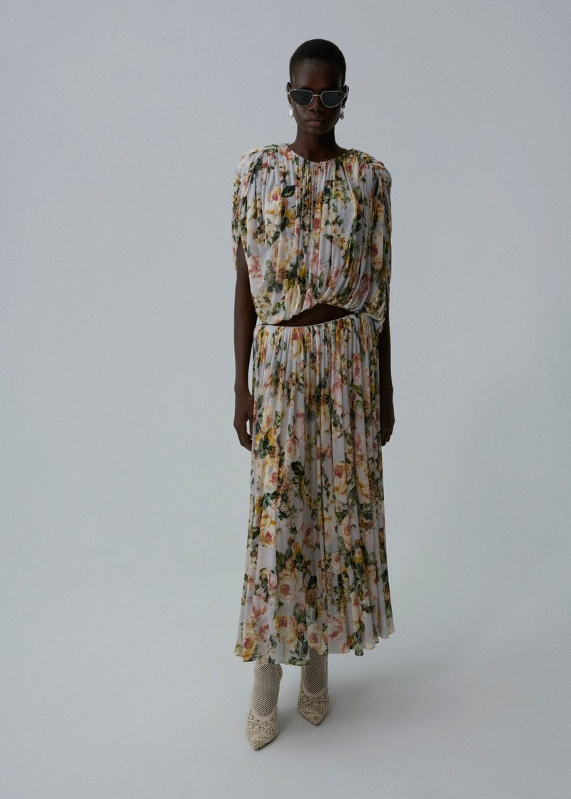 MAGDA BUTRYM Sleeveless ruched bubble top in floral print outlook