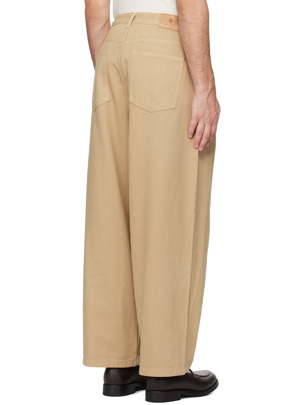 Tan Over-Dyeing Wide Tuck Jeans - 3
