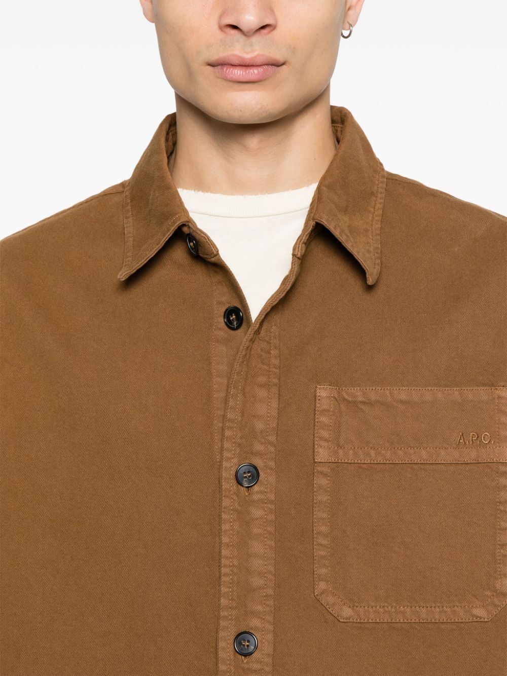 logo-embroidered shirt - 5