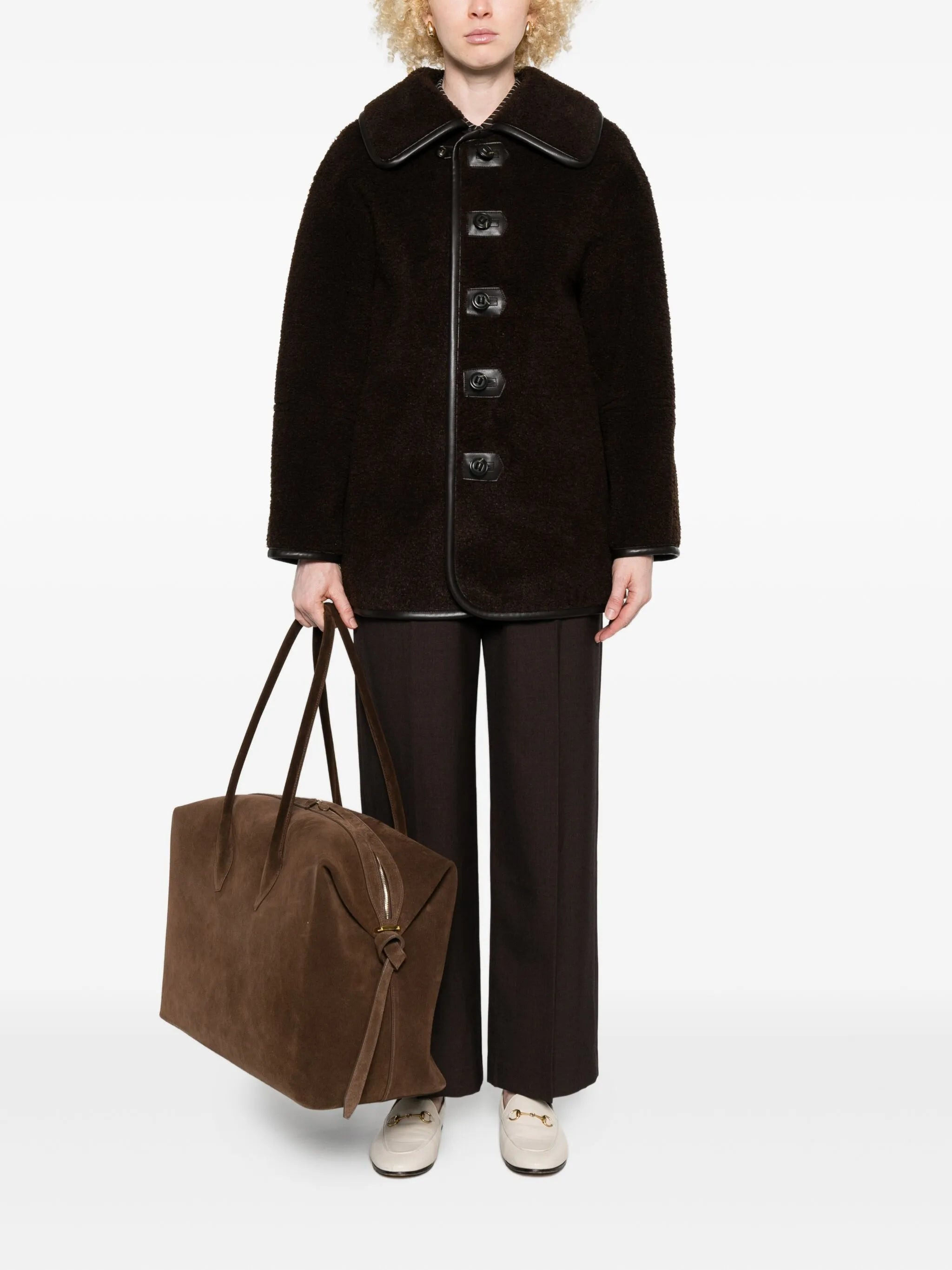 Low Classic Reversible Button-detailed Teddy Jacket - 4