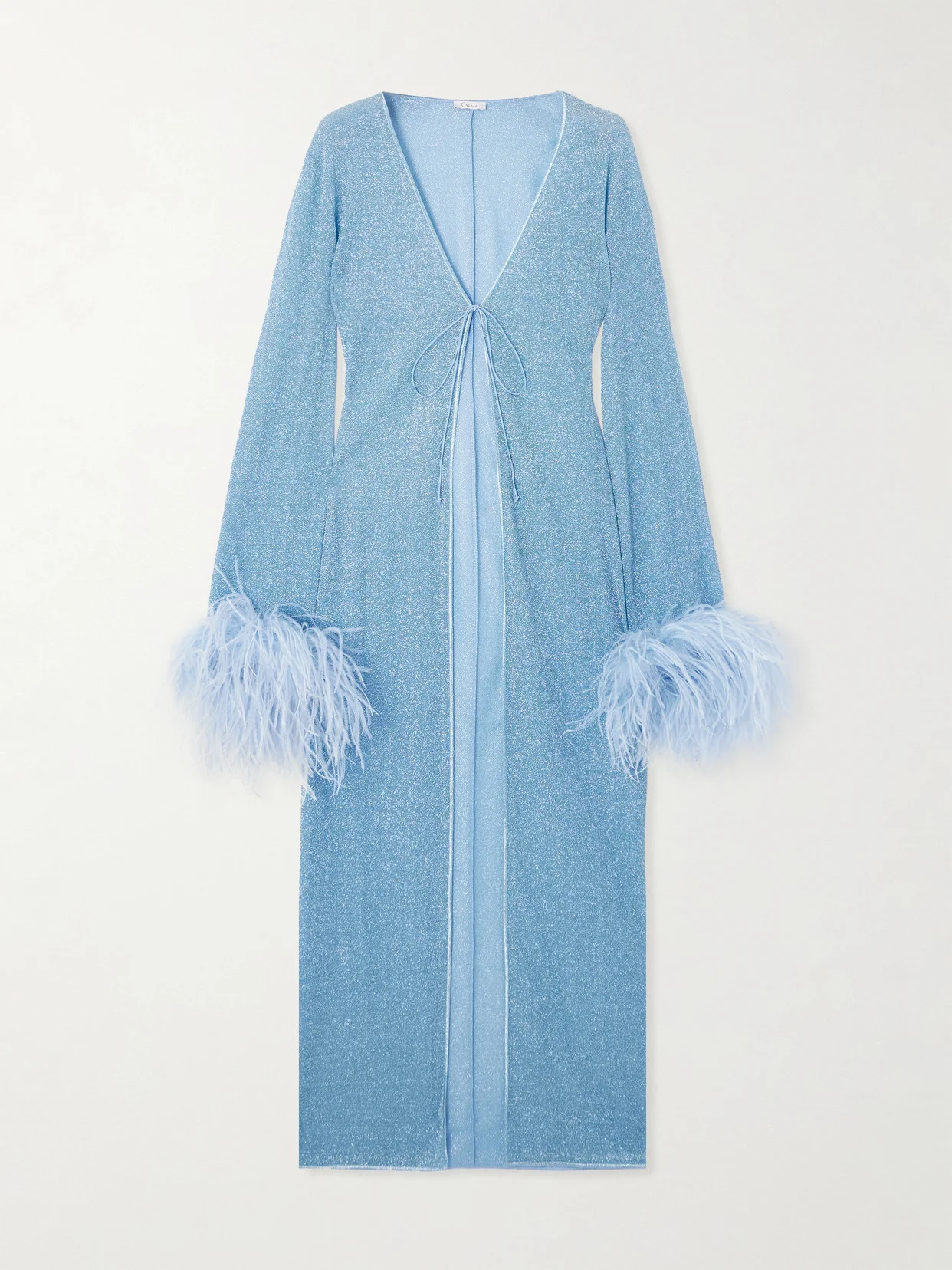 Lumière Feather-trimmed Metallic Stretch Coverup - 1