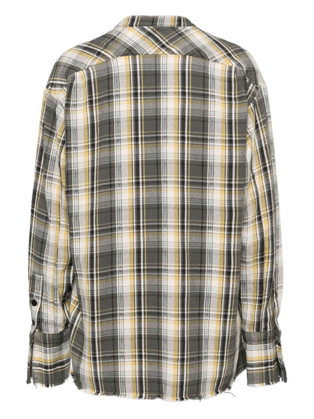 raw-cut hem plaid cotton shirt - 2