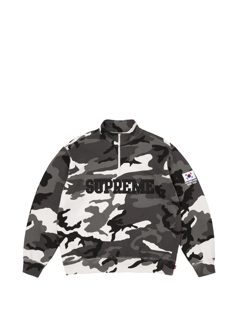flag-detail half-zip camouflage-pattern sweatshirt - 1