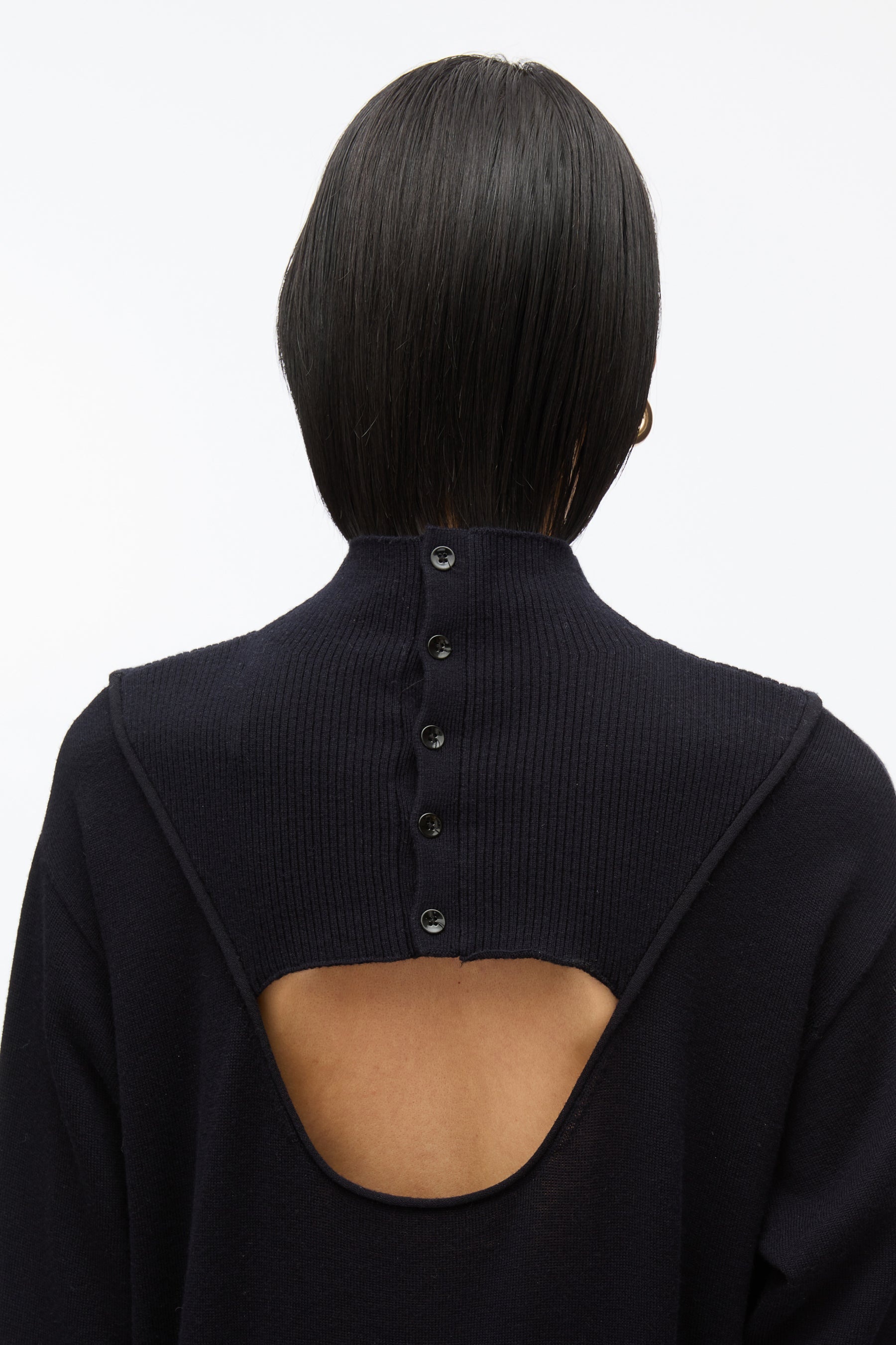 Mockneck Knit Dress with Lace Inlay - 5