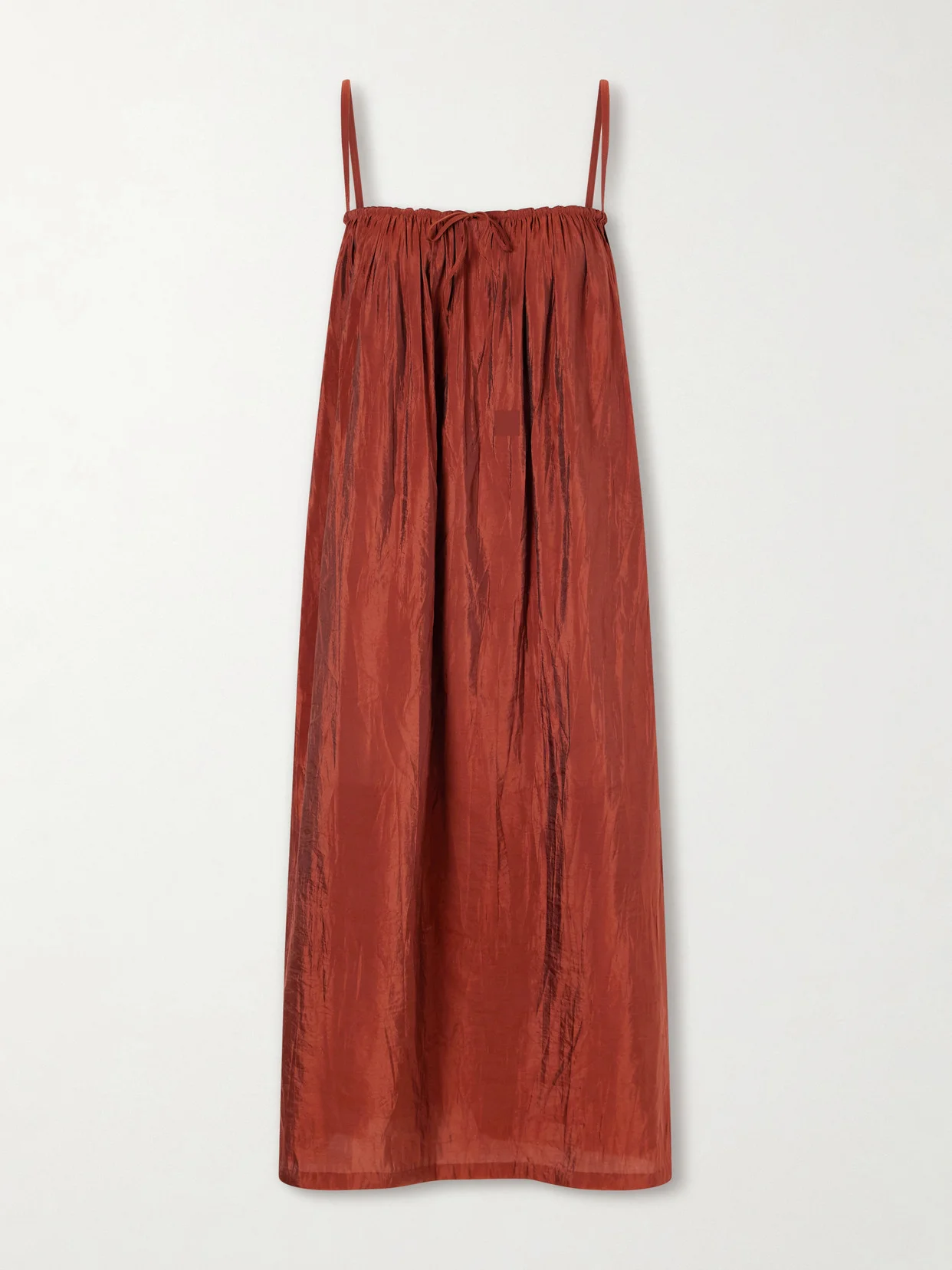 Gathered Taffeta Midi Dress - 1