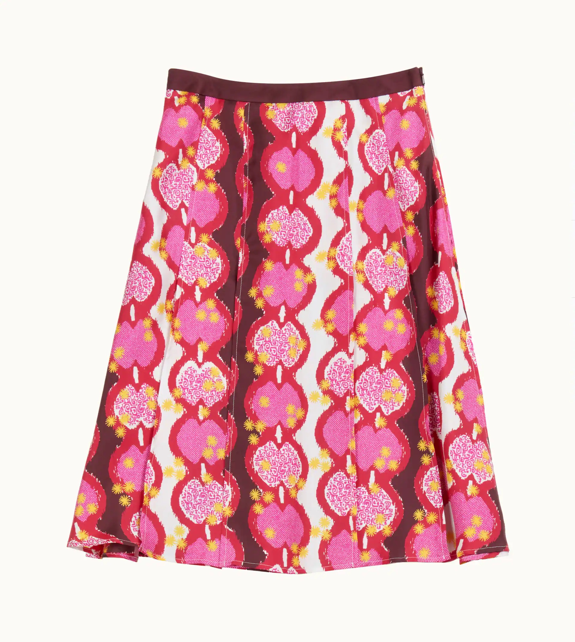 SKIRT IN SILK - WHITE, RED, PINK - 1