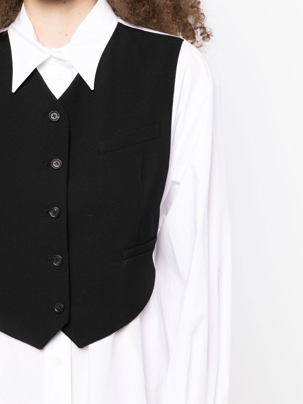 waistcoat-detail shirt dress - 5