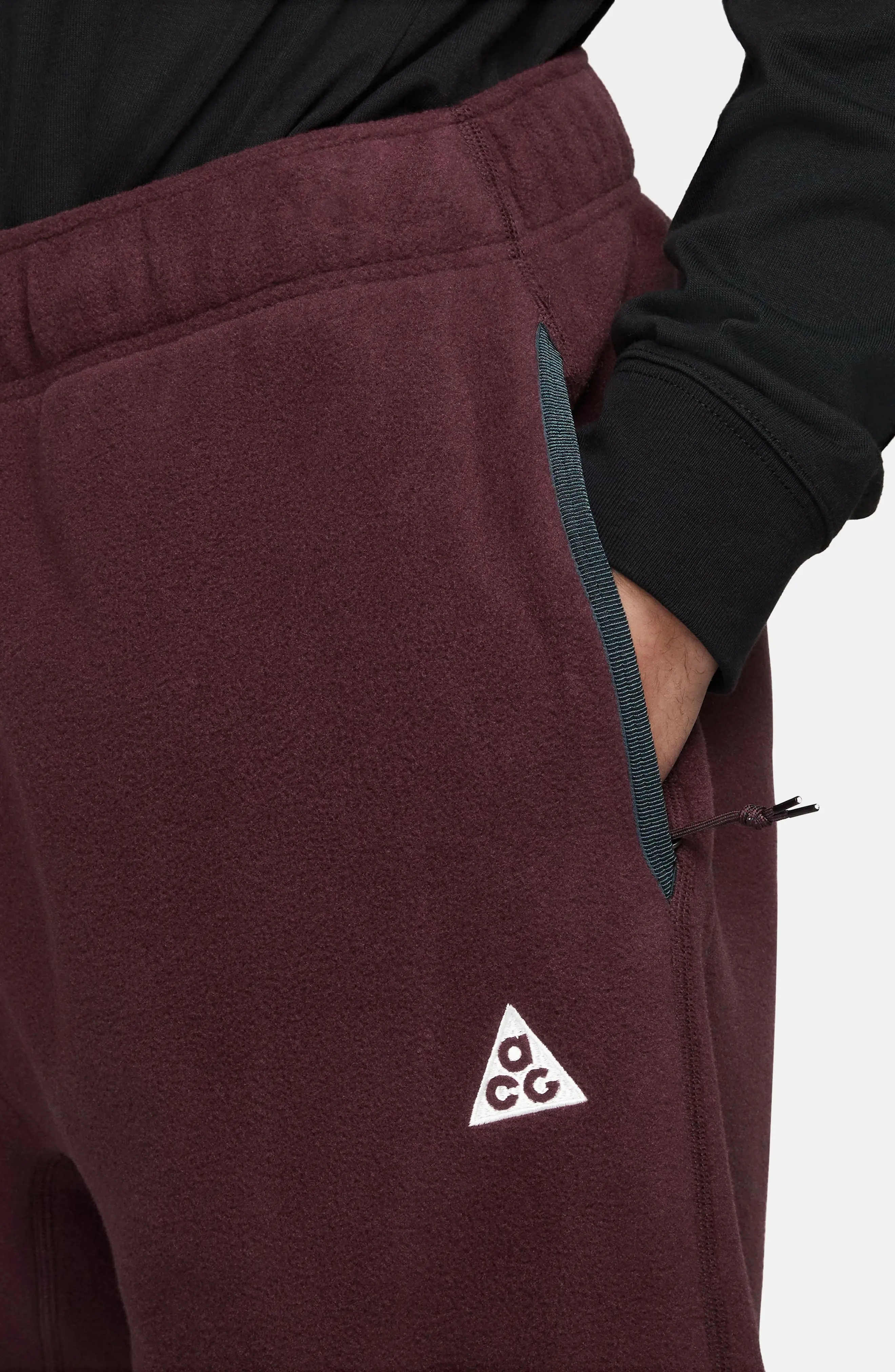 Polar Fleece Sweatpants in Night Maroon/Deep Jungle - 3