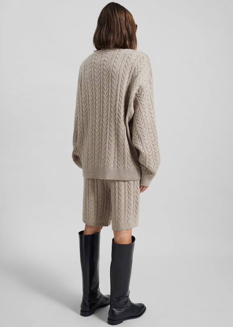 Karmoy Cable Knit Shorts - Beige 8