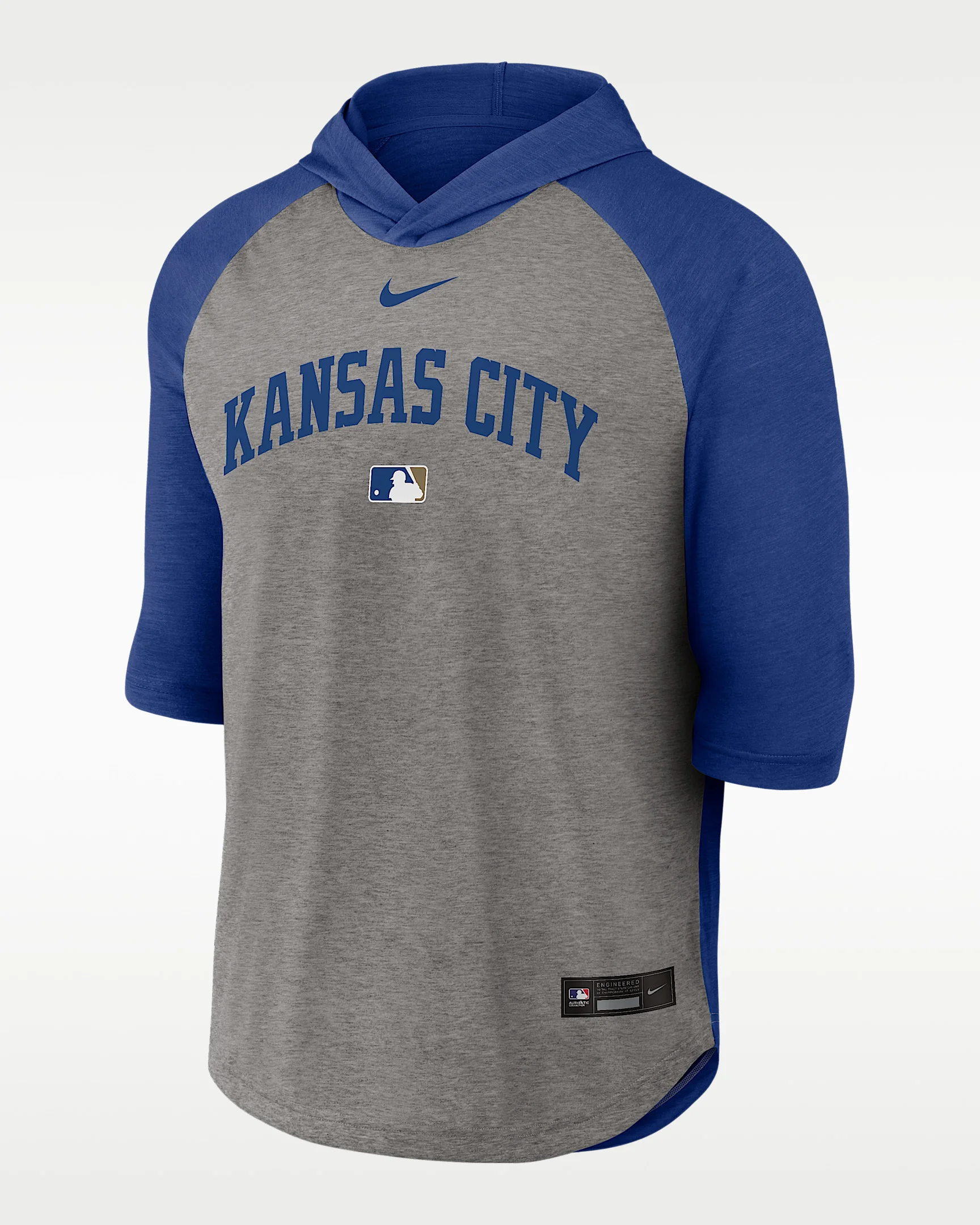 Kansas City Royals Authentic Collection Flux Men's Nike Dri-FIT MLB 3/4-Sleeve Hooded T-Shirt - 1