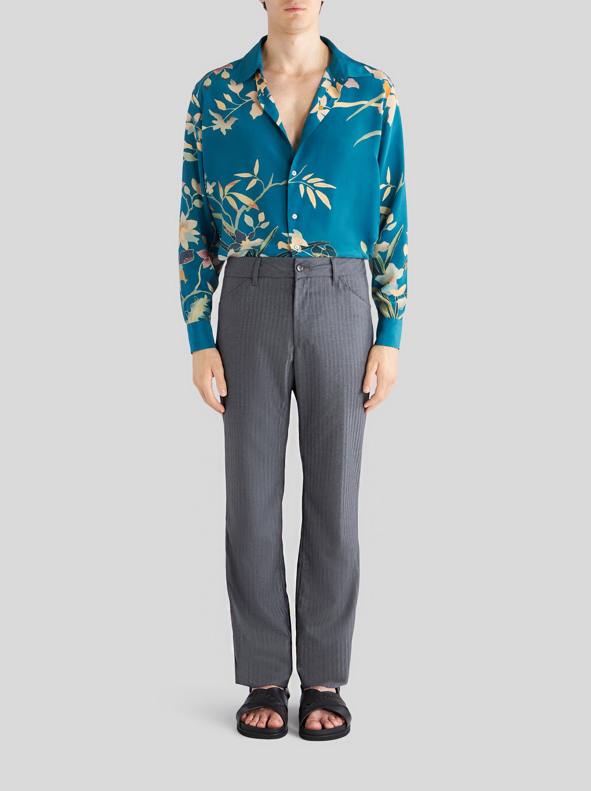 LEAFY FLORAL SILK SHIRT - 3