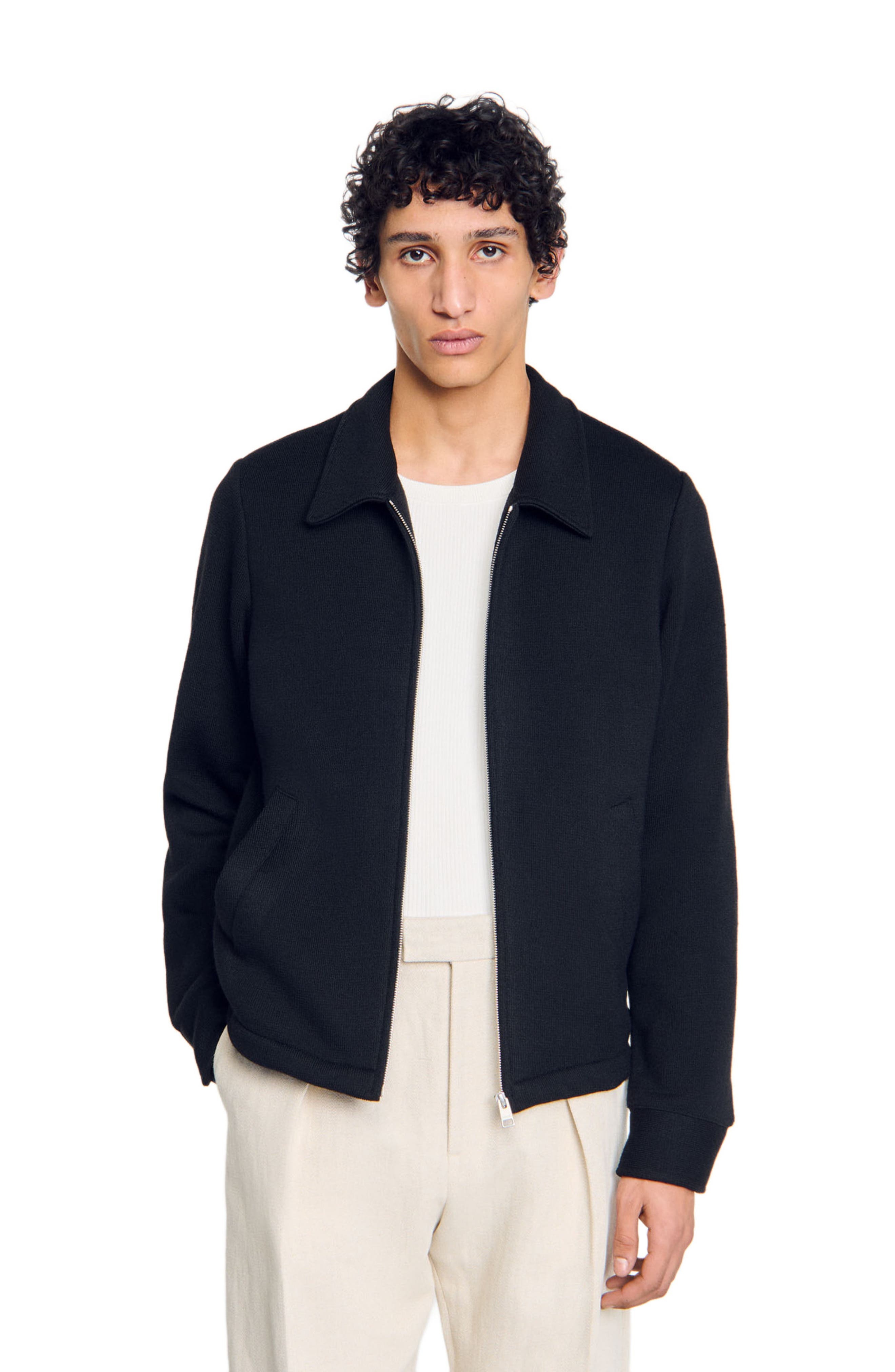 SANDRO Knitted jacket in Black at Nordstrom - 3