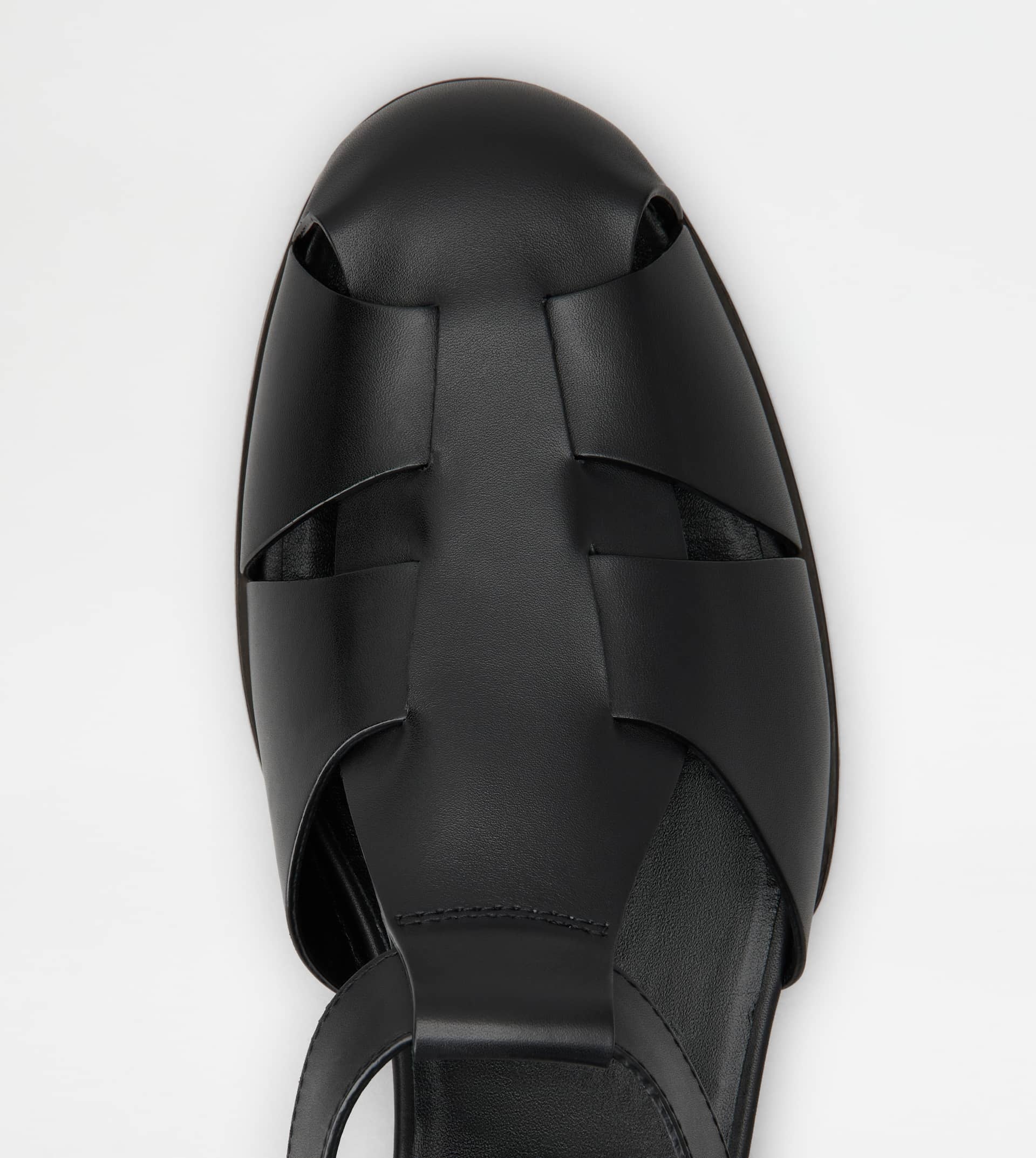 SANDALS IN LEATHER - BLACK - 5