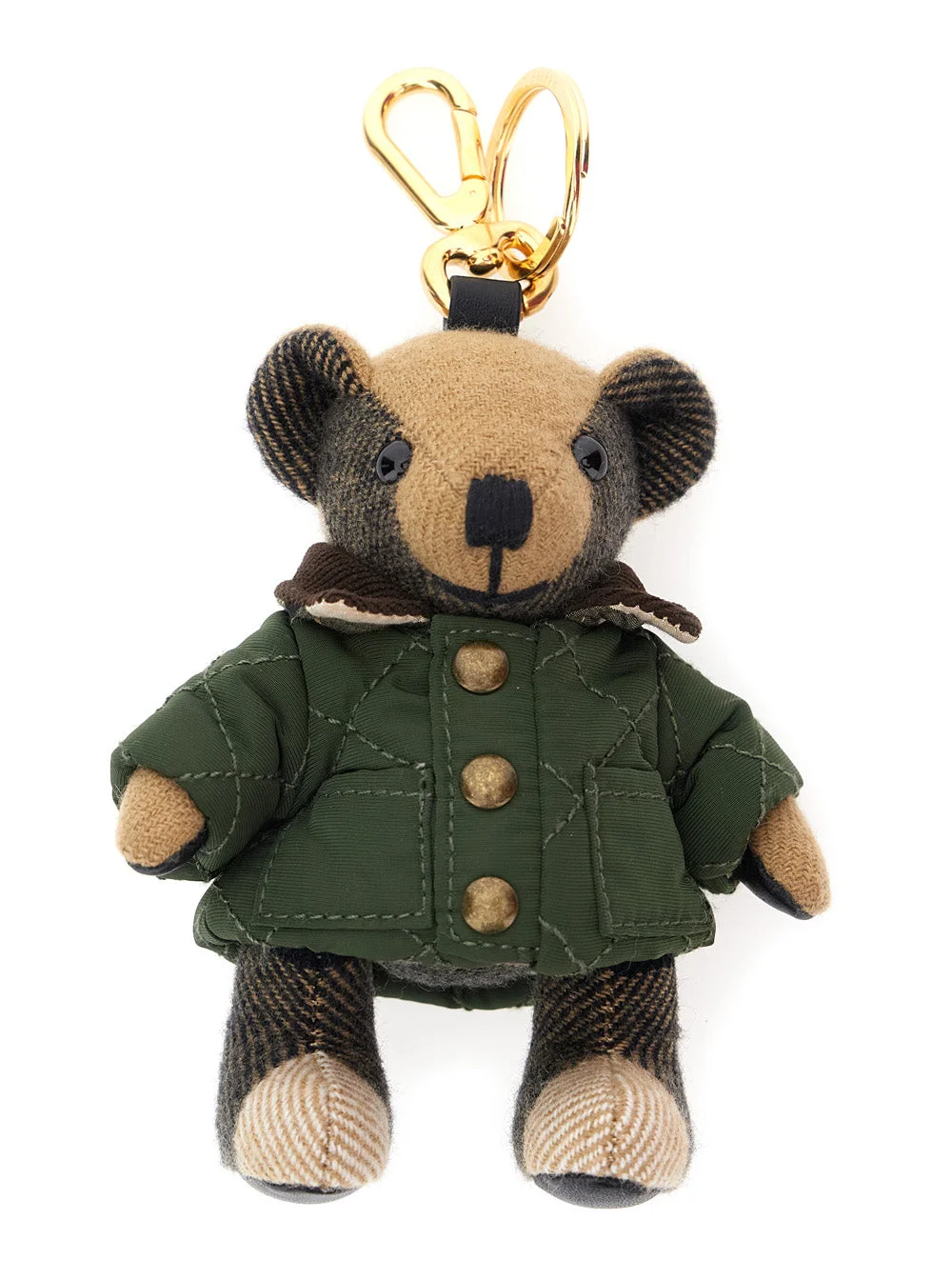 Burberry Women Green 'Thomas Countryside' Keychain With Bear Charm And Lobster Claw In Cashmere And - 1