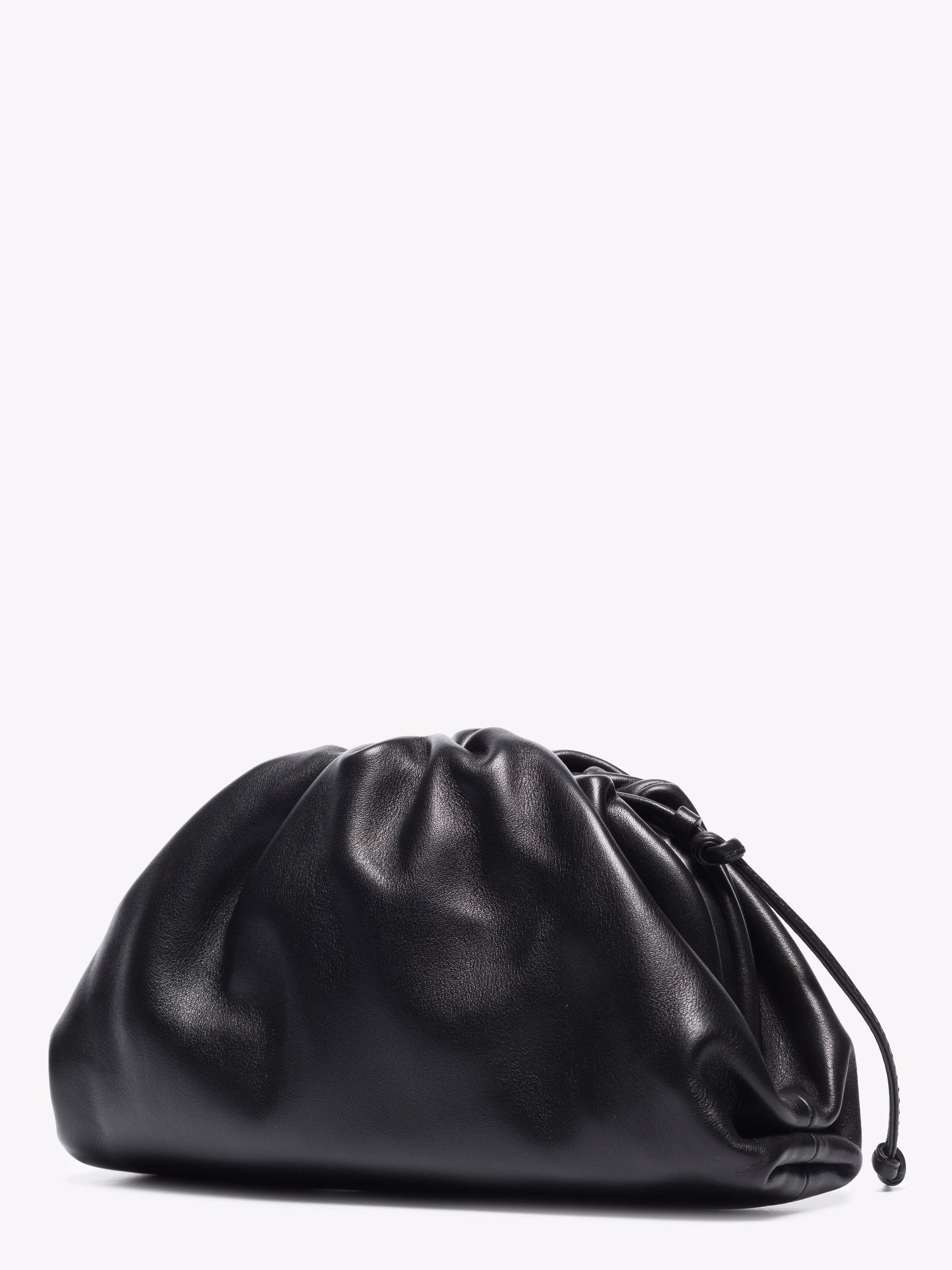 Black Mini Pouch Leather Clutch Bag - 3