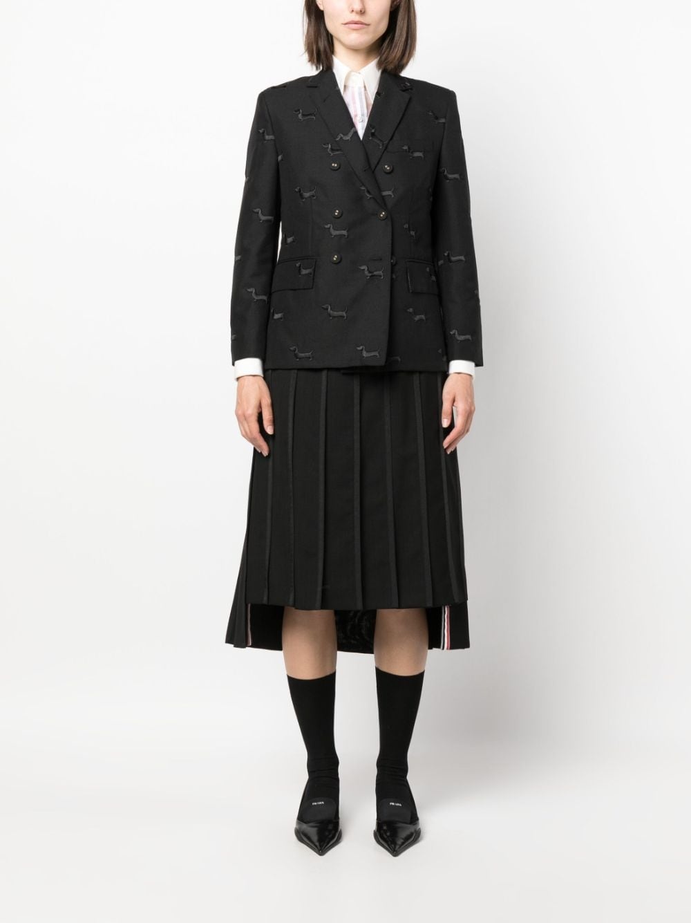 RWB-placket transparent silk shirt - 2